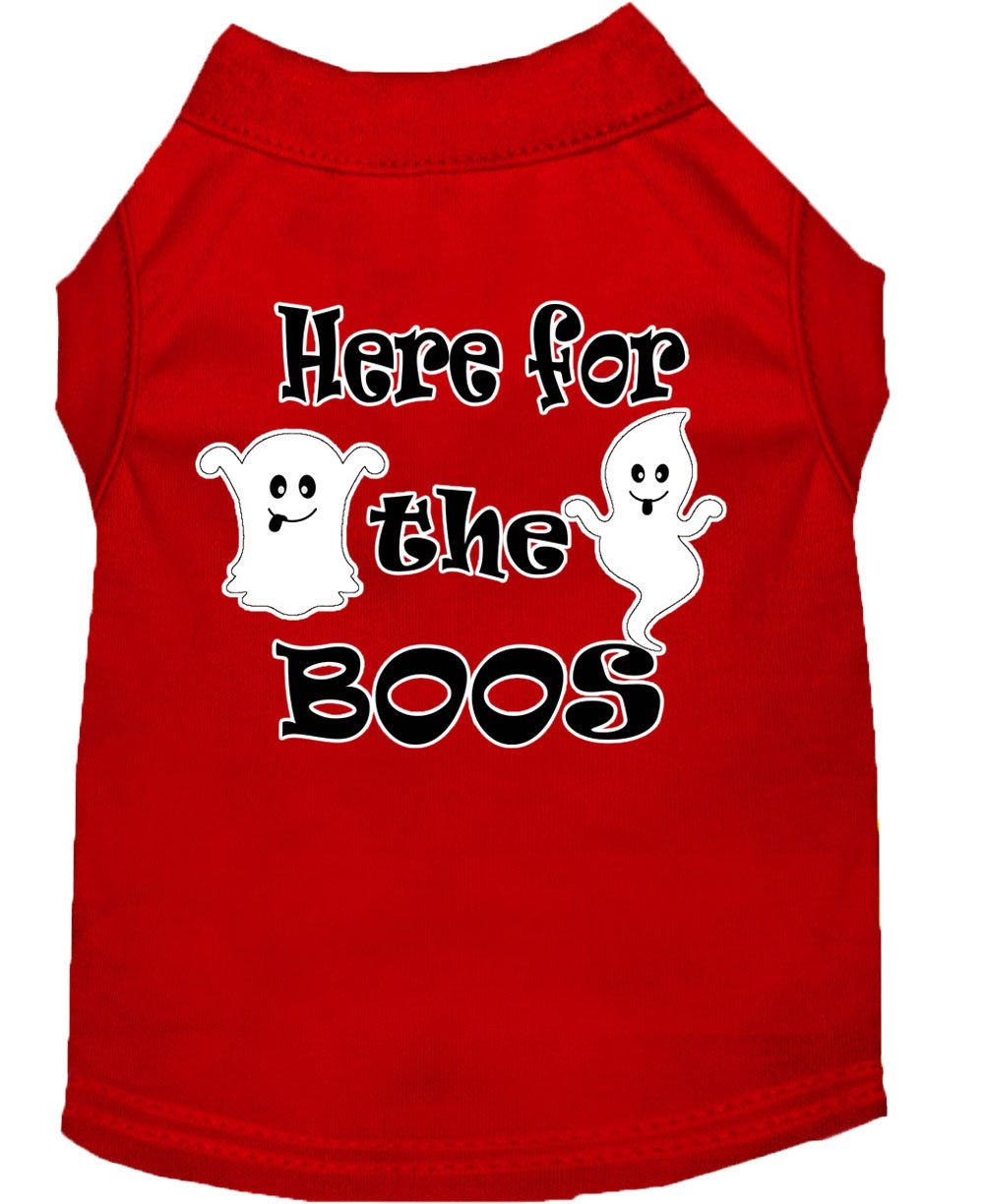 Here For The Boos Screen Print Dog Shirt Red Med 12