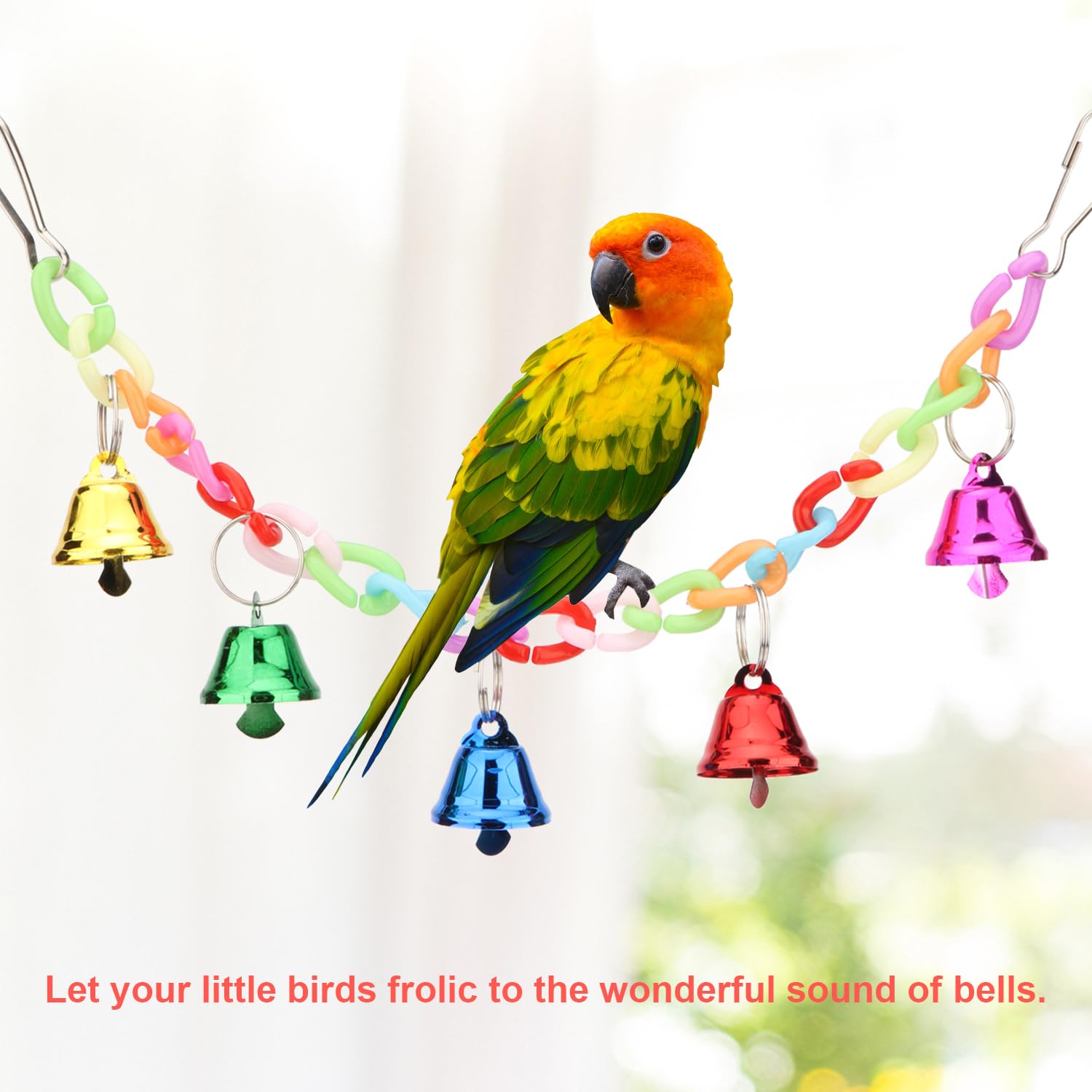 Hypeety Hamster Parrot Hanging Ladder Bridge Cage Swing Acrylic Chew Perch Metal Bell Birds Toy Accessories