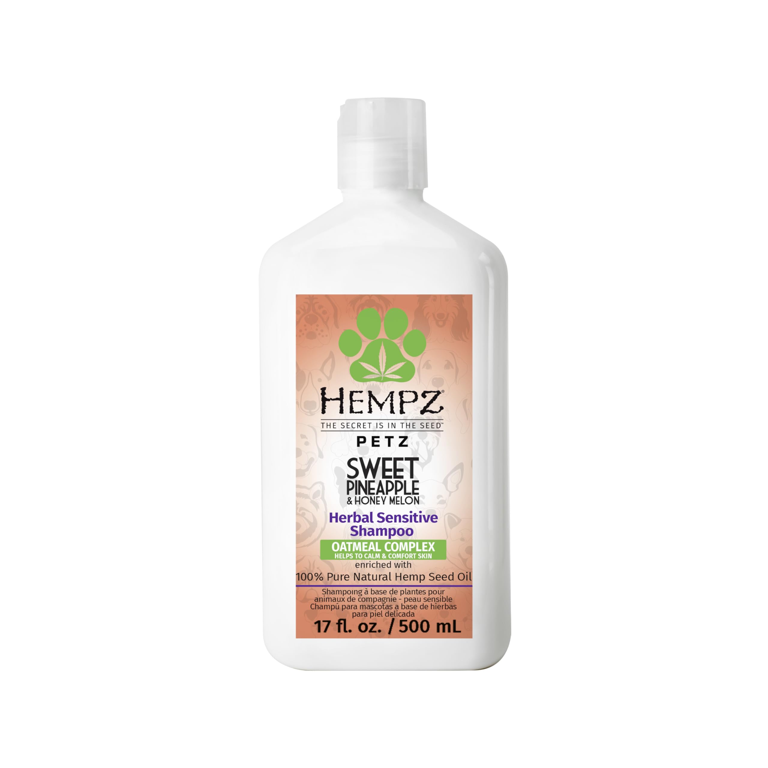 Hempz Petz, Dog Shampoo, Sweet Pineapple & Honey Melon Herbal Sensitive Shampoo, Soothing Oatmeal Complex,17 Oz.