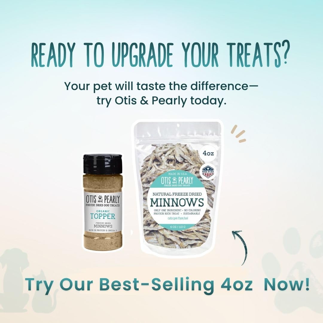 Otis & Pearly Freeze Dried Minnow Dog Treats - Single Ingredient, Made in USA - Healthy Protein Treat for Small, Medium, Large B