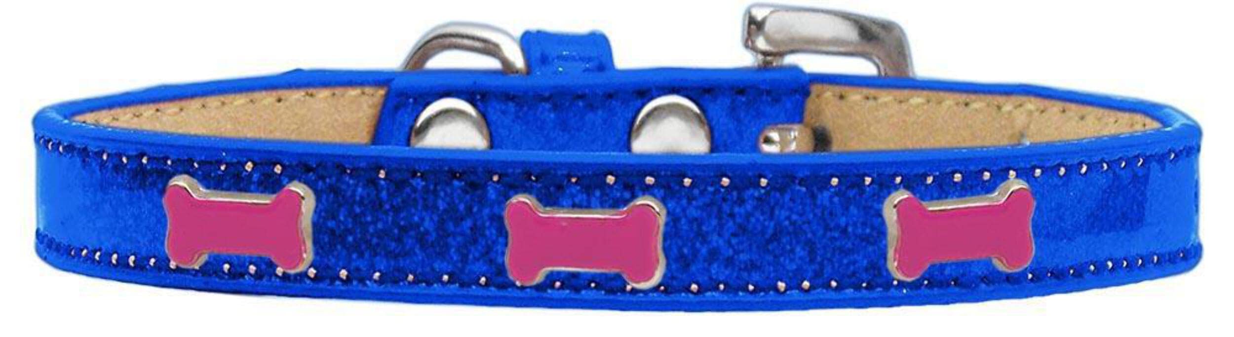 Mirage Pet Products 633-3 BL18 Pink Bone Widget Dog Collar Blue Ice Cream, Size 18
