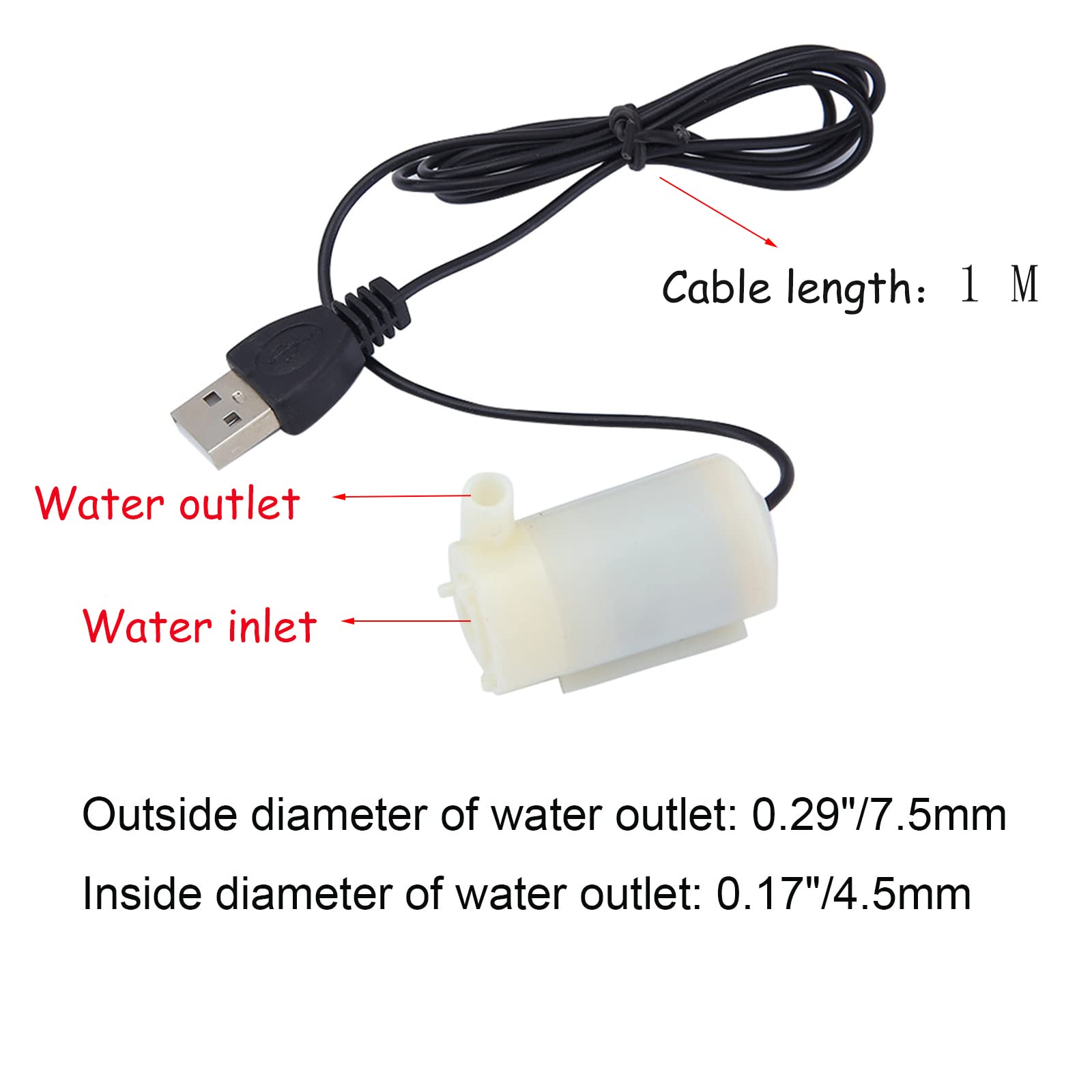 SIPYTOPF 3Pcs DC 3-5V USB Micro Submersible Mini Water Pump for Aquariums Fish Tank Pond Fountain Hydroponics Garden (White)