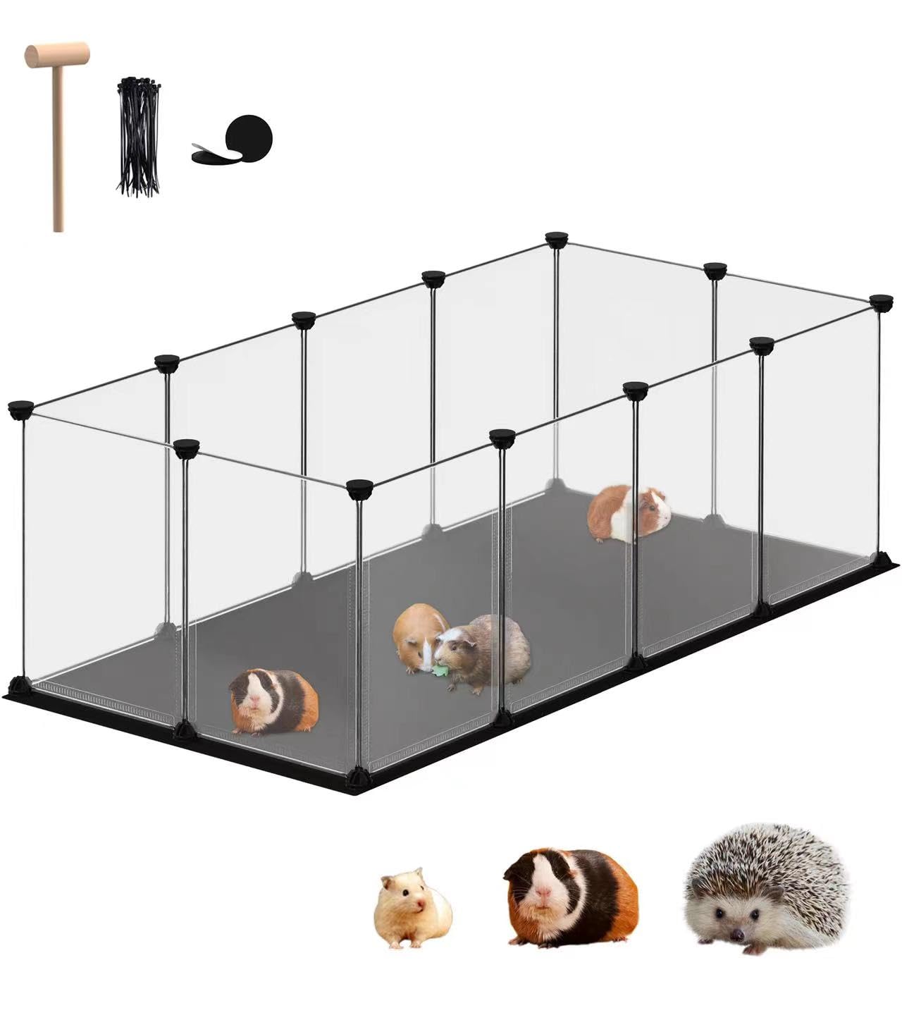 Funhola Small Animal Playpen, Guinea Pig Cages With Waterproof Mat, 12 Panels Pet Playpen For Hamsters, Hedgehog, Indoor Outdoor
