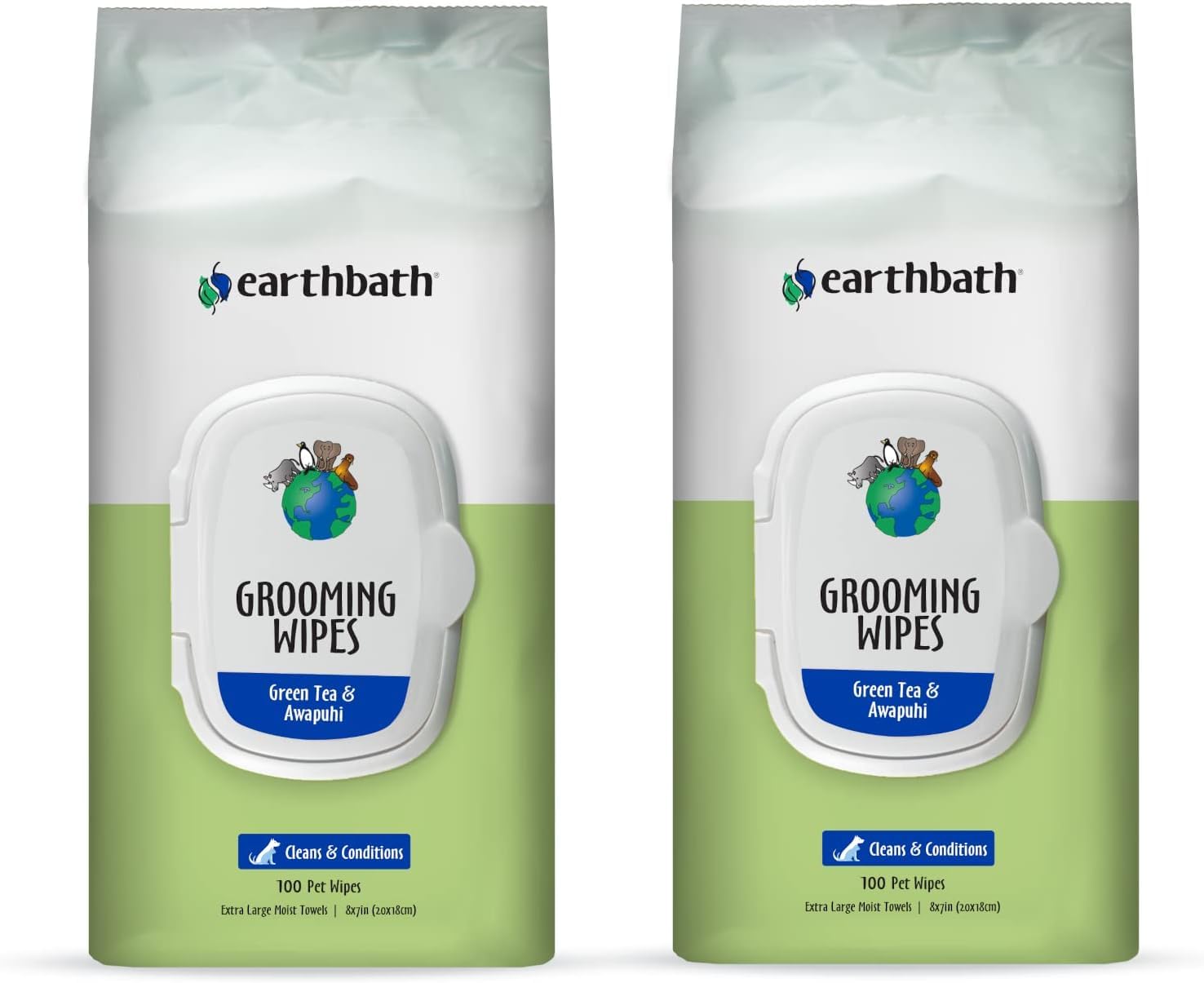 Earthbath, Green Tea & Awapuhi Grooming Wipes - Dog Wipes For Paws And Butt, Best Pet Wipes For Dogs & Cats, Made In Usa, Cruelt