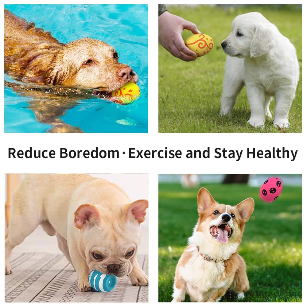Dog Squeaky Toy, Latex Bouncy Egg Balls With Squeaker For Puppy Small Pet Dogs, Soft Rubber Sound Toys For Interactive Fetch Pla