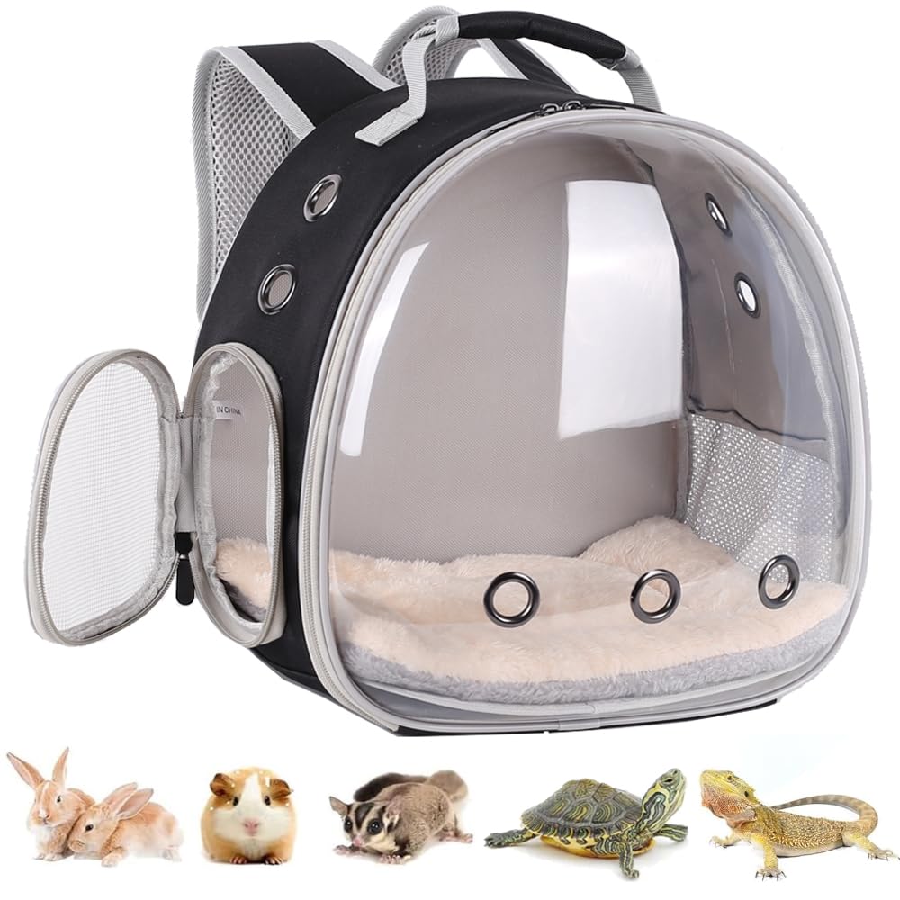 Portable Small Animal Backpack Travel Breathable Pet Carrier Bag Cages For Guinea Pig, Rabbit, Bearded Dragon, Squirrel, Tortois