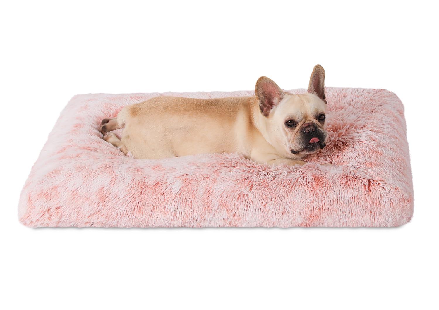 Bedfolks Waterproof Crate Bed For Dogs, Plush Kennel Pad With Removable Washable Cover, Faux Fur, Large (35''X23''), Pink