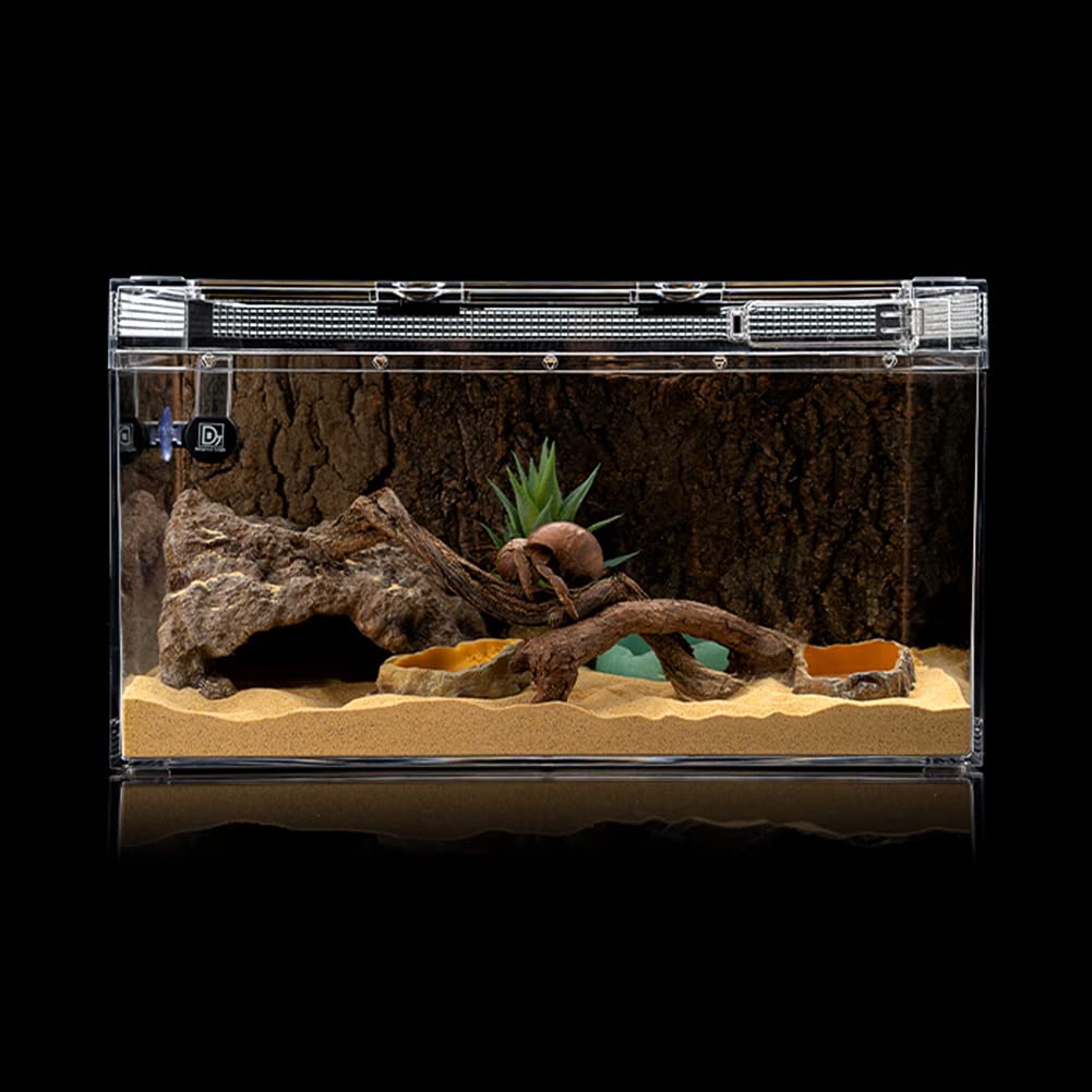 LUCOSIU Reptile Simulation Rock Cave Hideouts Terrarium Habitat D  cor Bearded Dragon Hideout for Turtles Lizards Snakes Crab (L