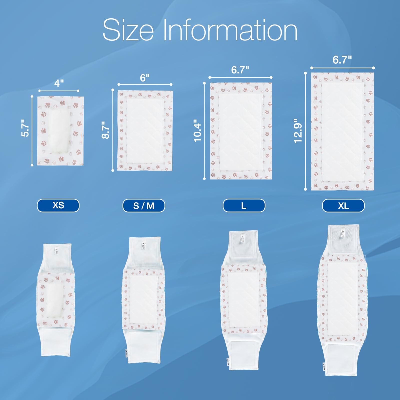 MICOOYO Dog Diaper Liners, Dog Diaper Pads, Disposable Dog Booster Pads Period Pads for Dogs, Belly Band Dog Diaper Liners Male