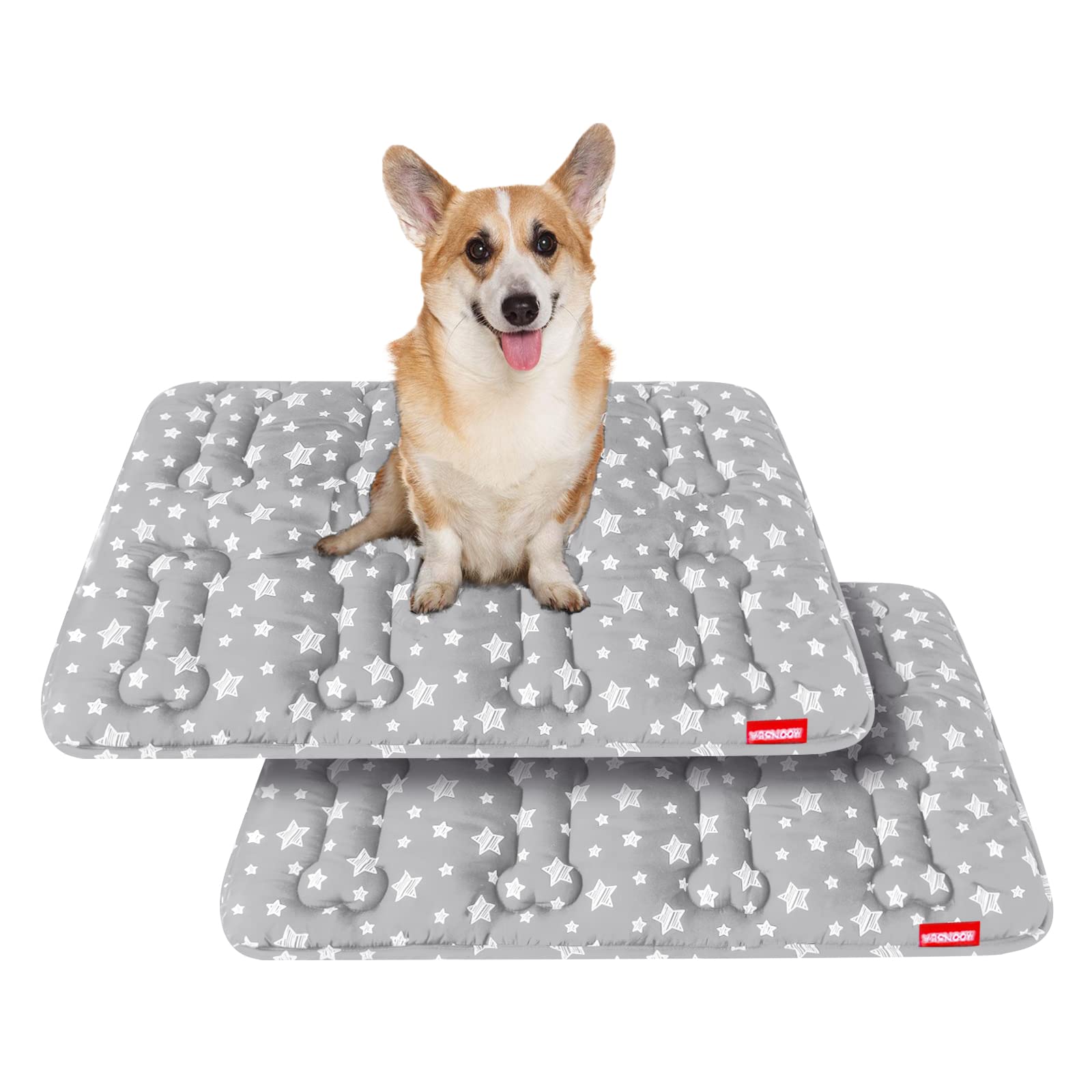 Dog Crate Mat (30'' X 19'') 2 Pack, Soft Dog Bed Mat with Cute Prints, Personalized Dog Crate Pad, Anti-Slip Bottom, Machine Was