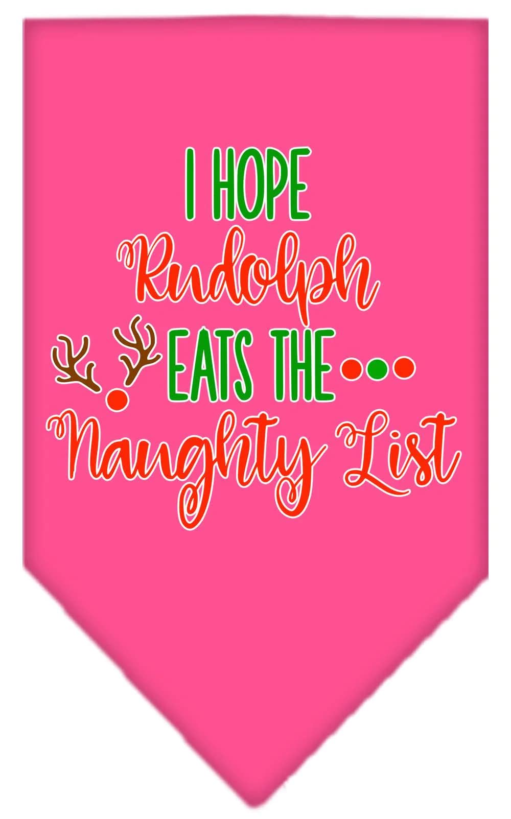 Christmas Pet and Dog Bandana Screen Printed, "Hope Rudolph Eats The Naughty List" Navy Blue Large