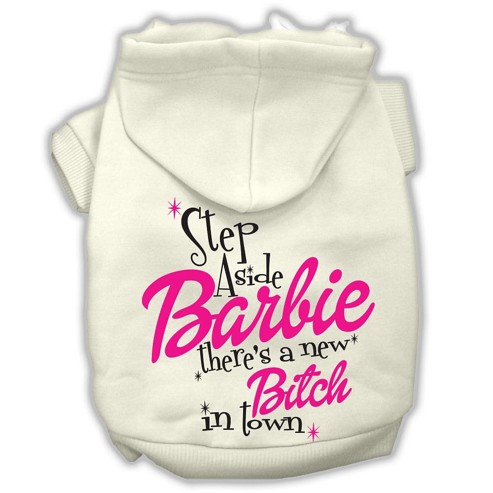 Mirage Pet Products New Bitch In Town Screenprint Hoodie, Medium, Cream