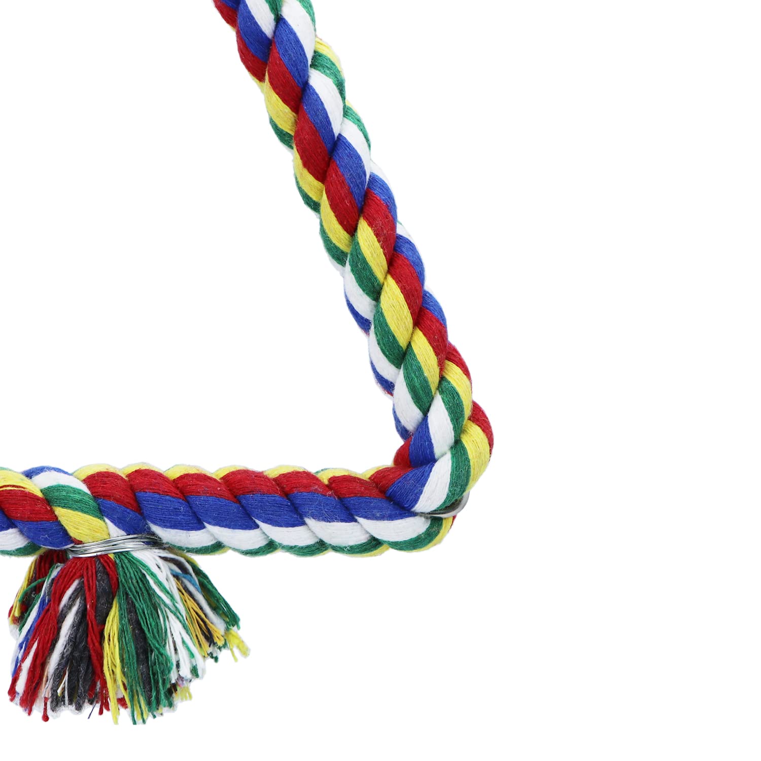 Wontee Bird Triangle Rope Swing Colorful Perch Chewing Toy For Parrots Budgie Parakeet Cockatiel Cockatoo (S)