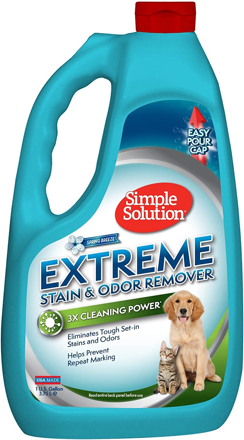 Simple Solution Extreme Pet Stain And Odor Eliminator Spray For Dogs And Cats - Enzymatic Cleaner With 3X Pro-Bacteria Cleaning 