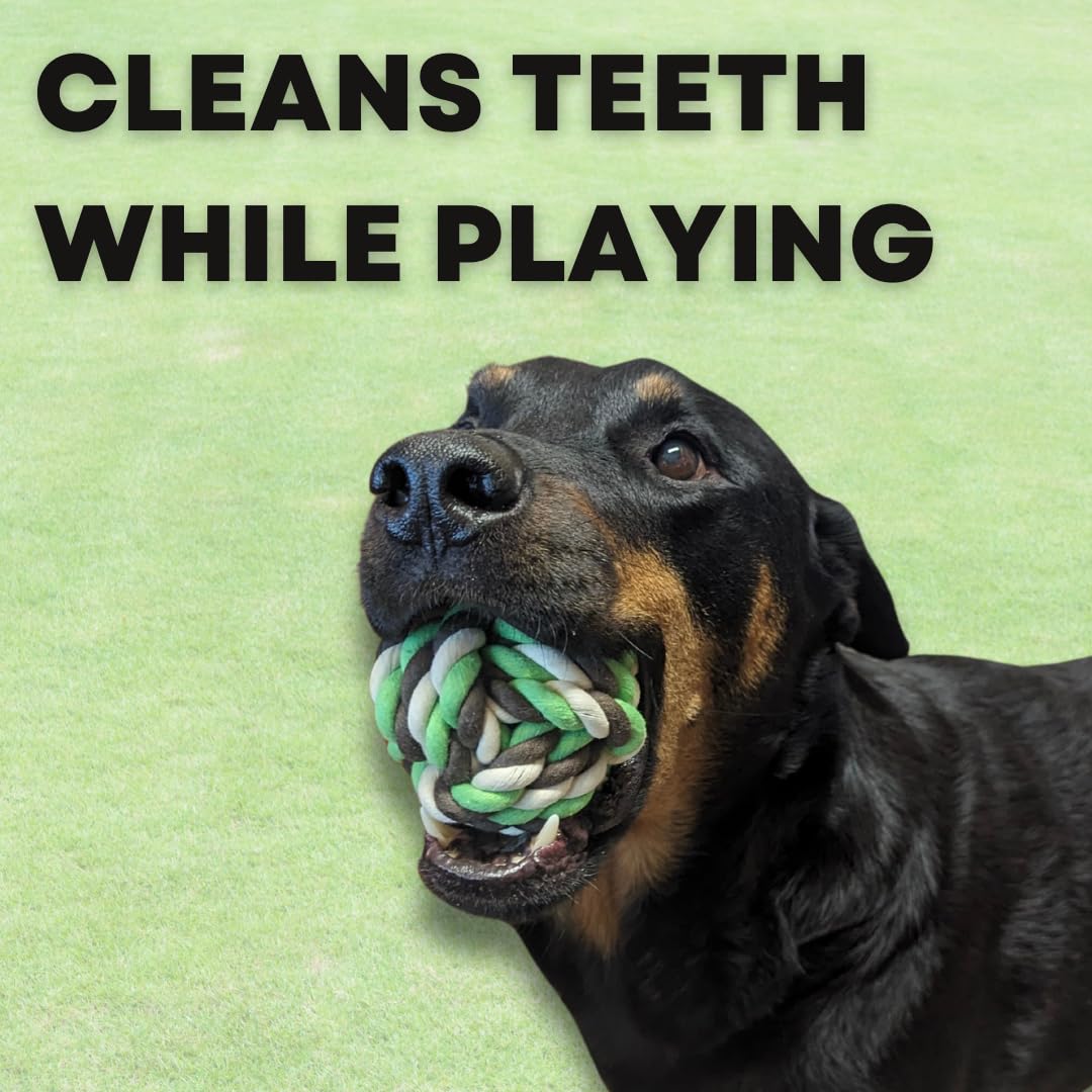 Otterly Pets - Washable Rope Ball Toys For Large Dogs - Natural Cotton - (4-Pack)