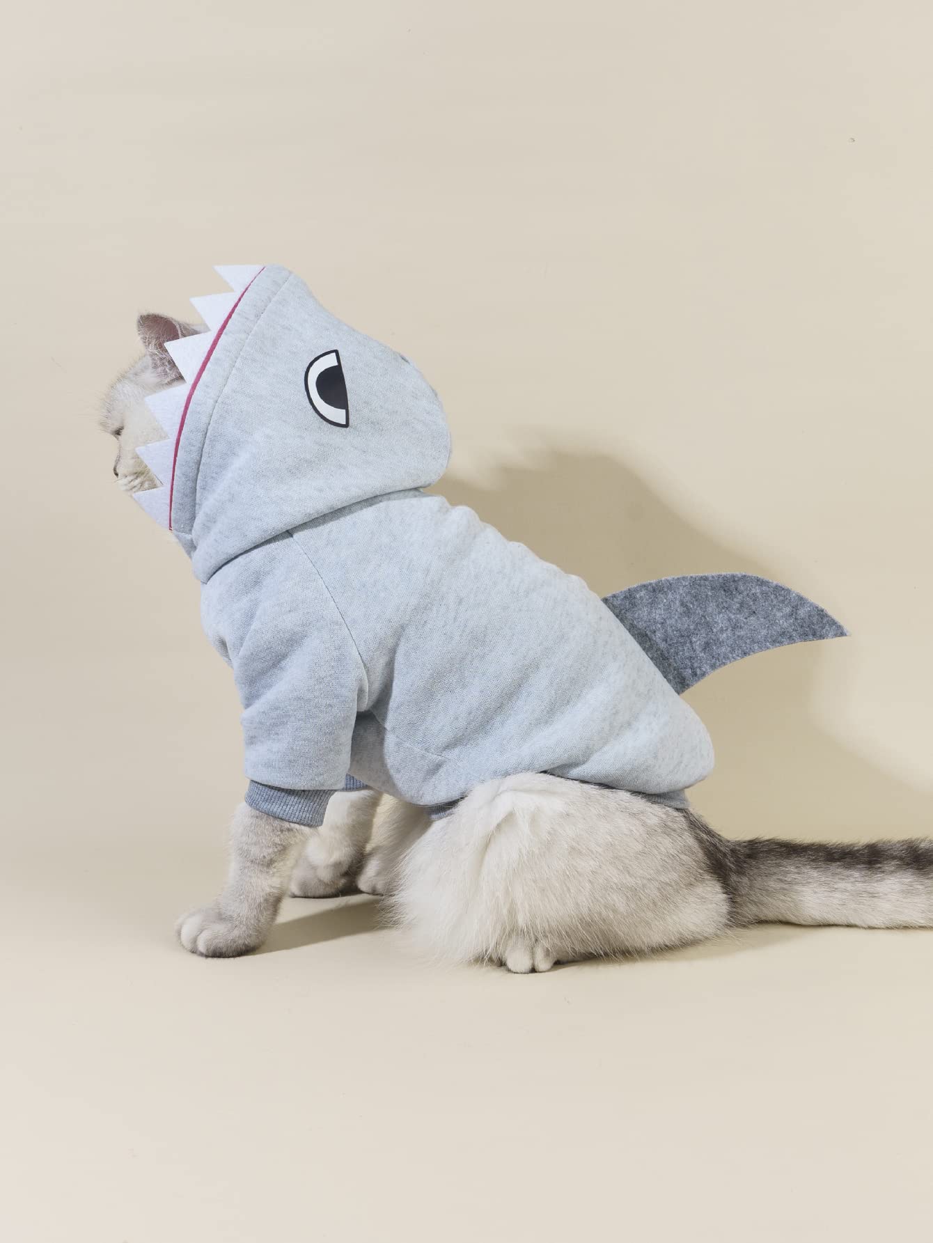 Qwinee Shark Dog Hoodie Dog Warm Jacket Coat Puppy Sweatshirt Christmas Halloween Dog Costume Cosplay Winter Dog Clothes Pet Apparel For Small Medium Dogs Cats Kitten Grey Xl