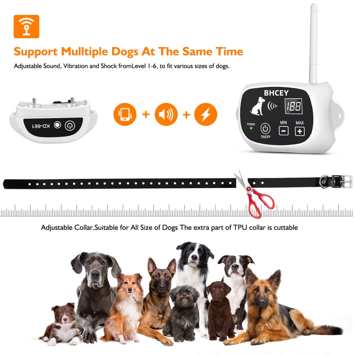 Bhcey Wireless Dog Fence,2023 Electric Fence System For Stubborn Dog,Wireless Dog Boundary Containment System,Rechargeable Collar,Large Signal Range Of 80-1640Ft,Suitable For Large & Small Dogs
