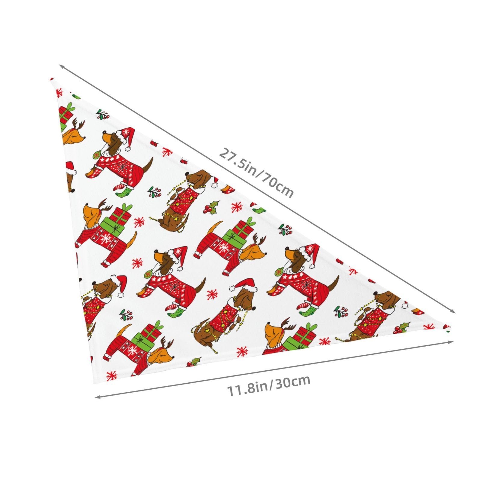 Christmas Dachshund Dog Happy New Dog Bandana Scarf Triangle Bibs Pet Accessories Cat Kerchief White39 One Size