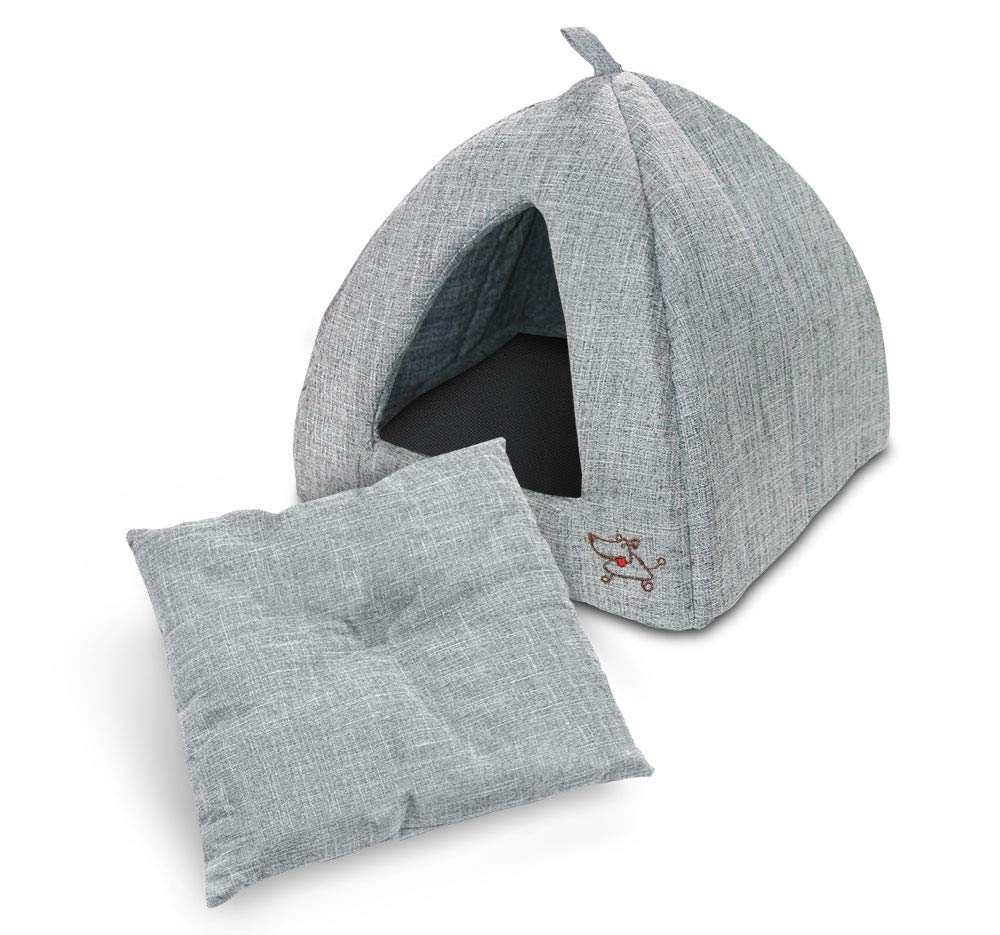 Pet Tent - Soft Bed For Dog And Cat By Best Pet Supplies - Gray Linen, 19' X 19' X H:19'