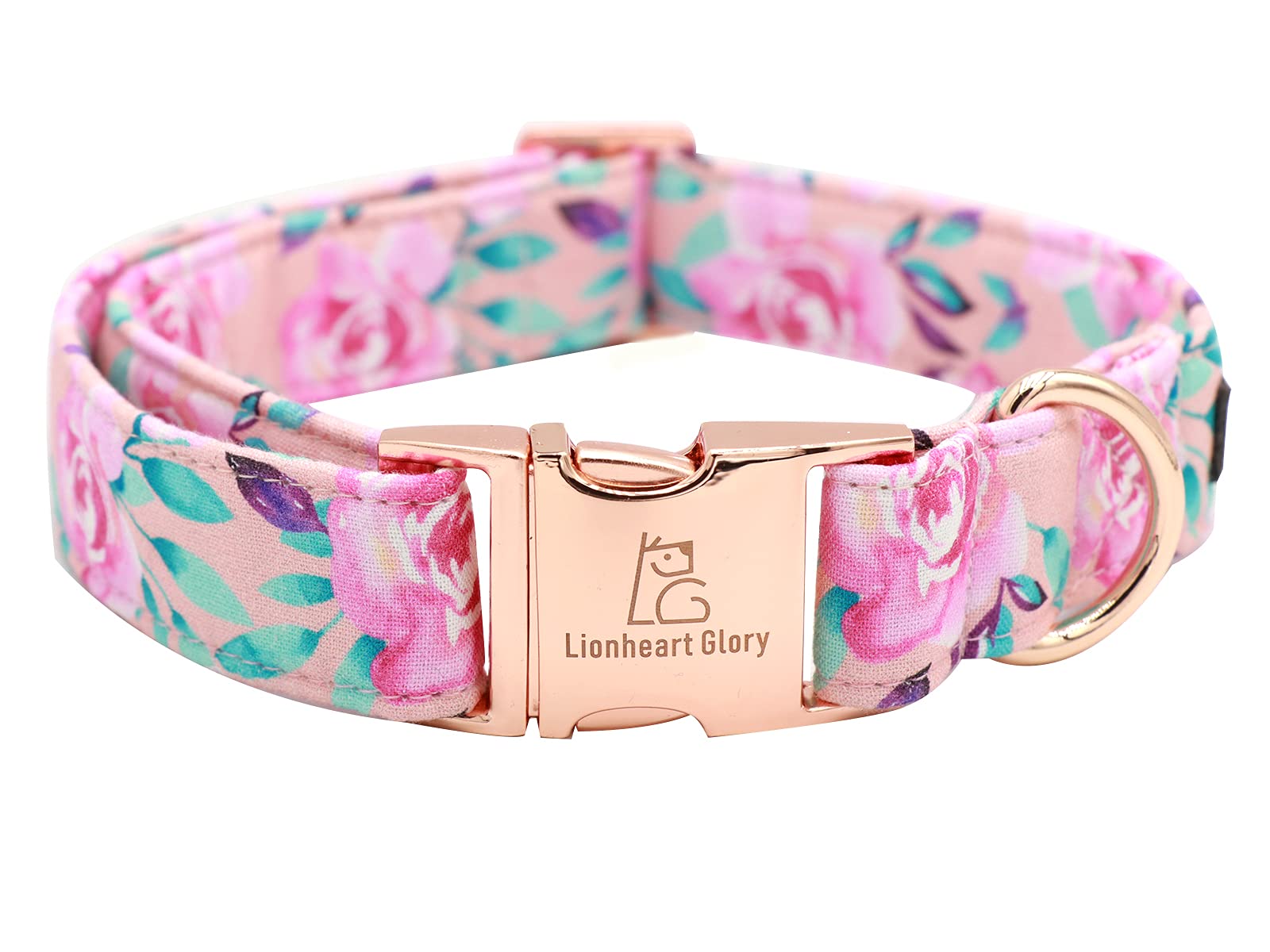 Lionheart Glory Floral Rose Print Dog Collar Cute Dog Collars Spring Adjustable Soft Dog Collar Girl Pet Collars For X-Small Sma