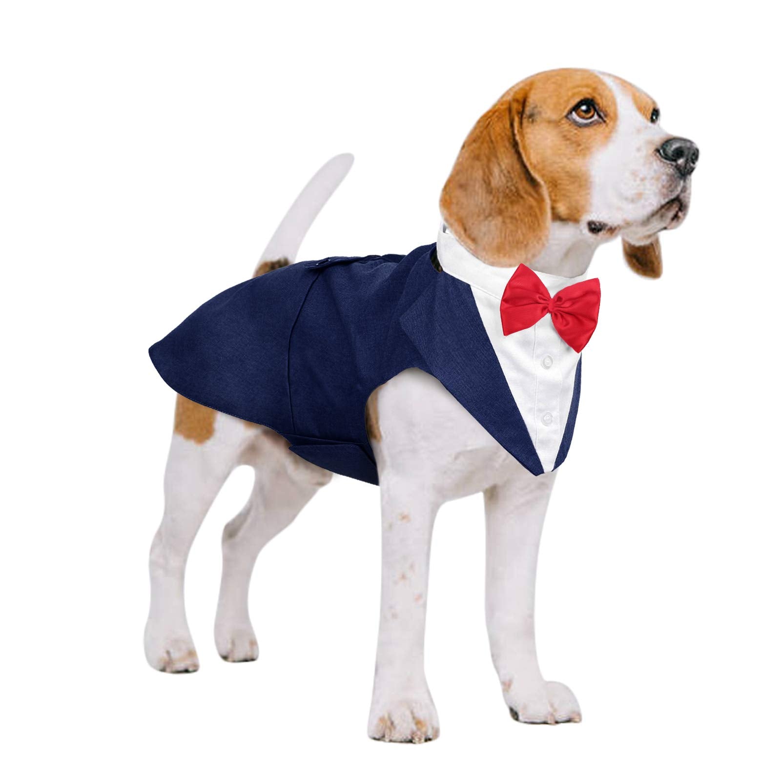 Kuoser Dog Tuxedo Dog Suit And Bandana Set, Dogs Tuxedo Wedding Party Suit, Dog Prince Wedding Bow Tie Shirt Formal Dog Wedding Attire For Large And Medium Dogs Golden Retriever Samo Bulldogs