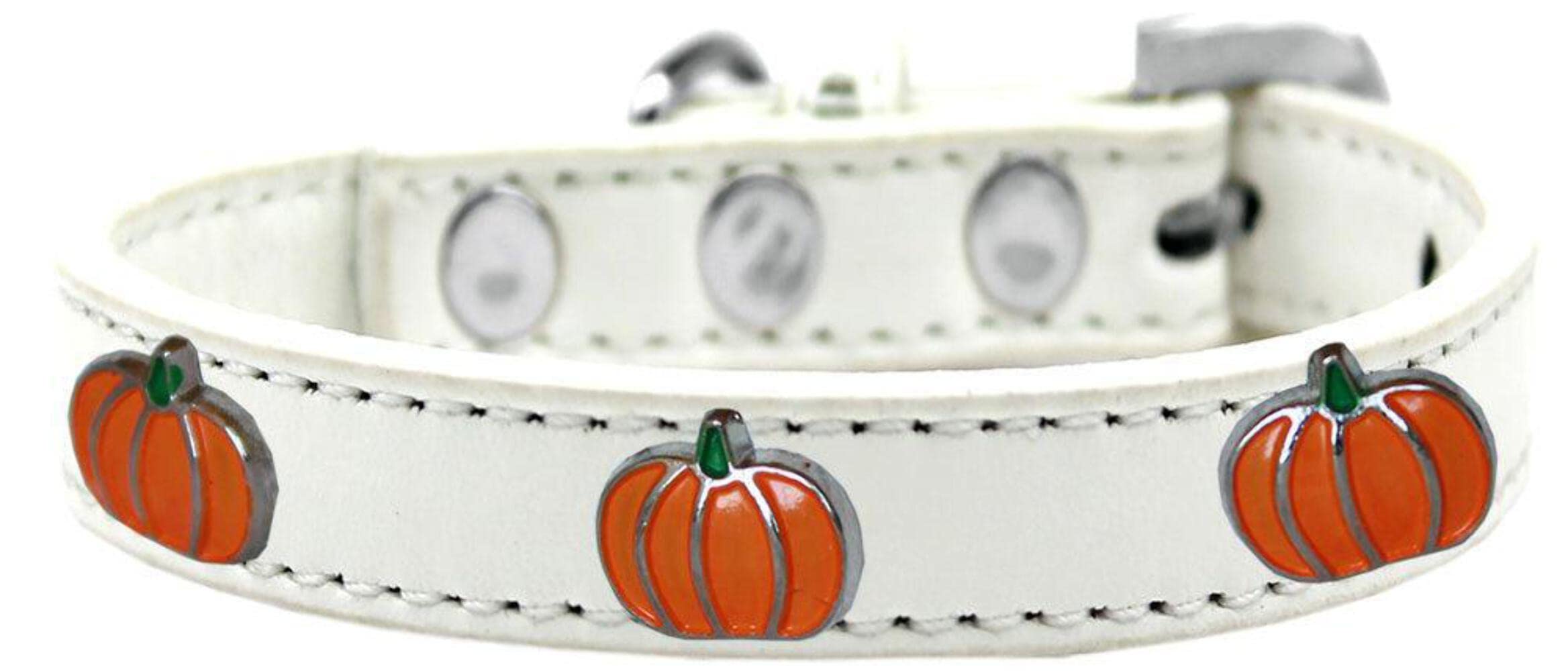 Mirage Pet Products 631-26 WT14 Pumpkin Widget Dog Collar, Size 14, White