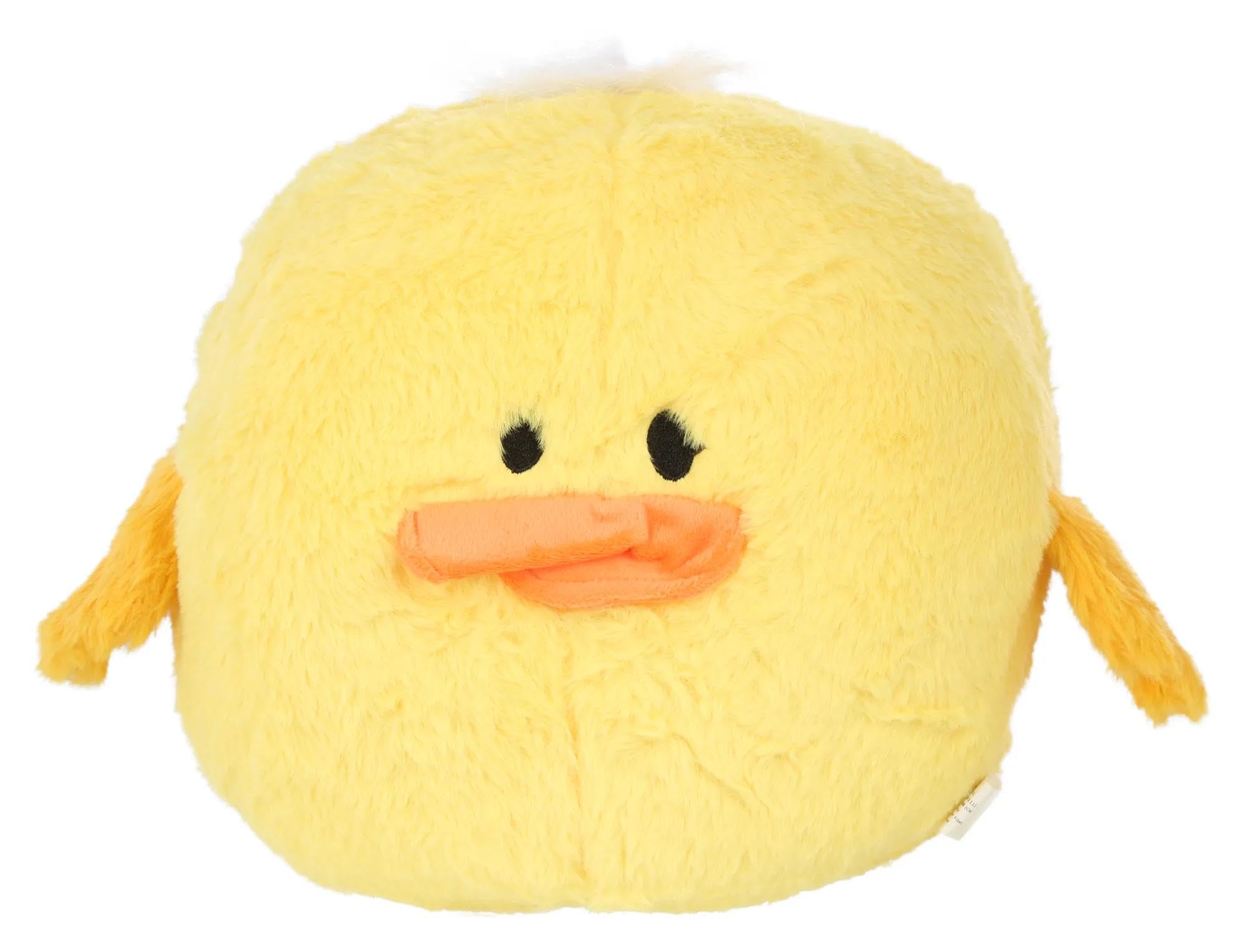 Petlou Durable Plush Dog and Cat Toys with Multi-Squeaks and Crinkle Paper (Yellow, 10-Inch Duck Ball)