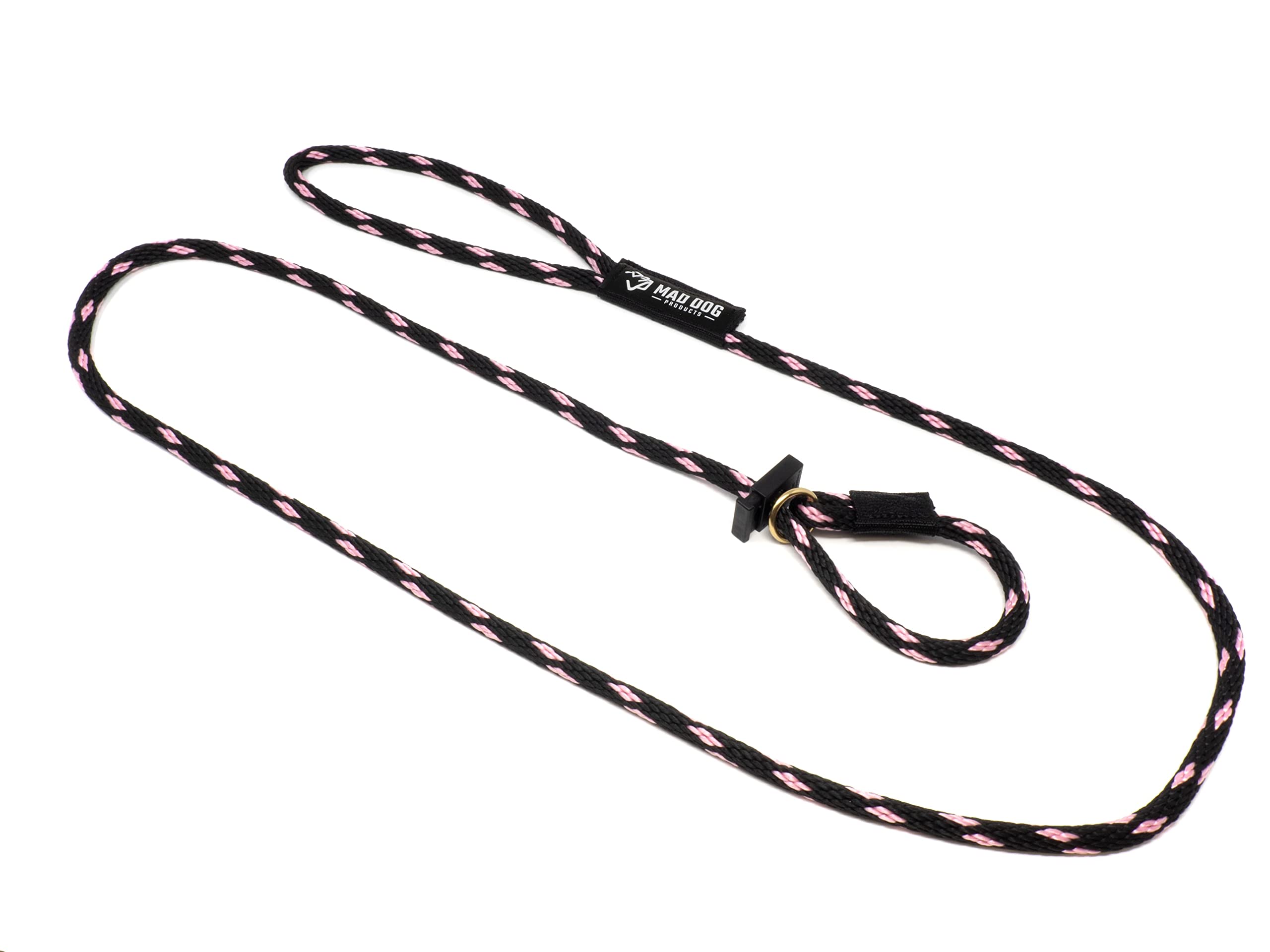 Mad Dog Products English Slip Dog Lead | 1/2 Inch X 6 Feet | Black & Pink