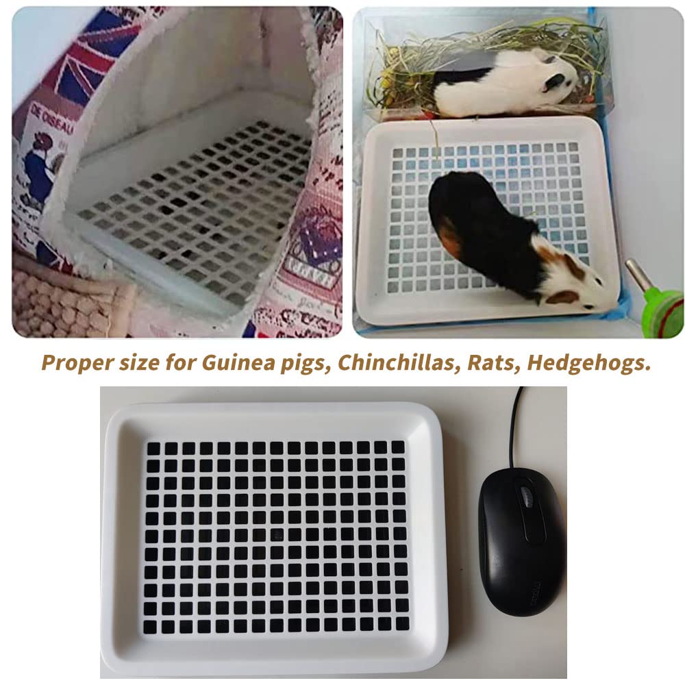 Guinea Pig Litter Tray Pan With Grate, Rat Litter Box For Cage, Restroom Toilet Corner Potty Poop Trainer For Critters, Chinchilla Cage Accessories