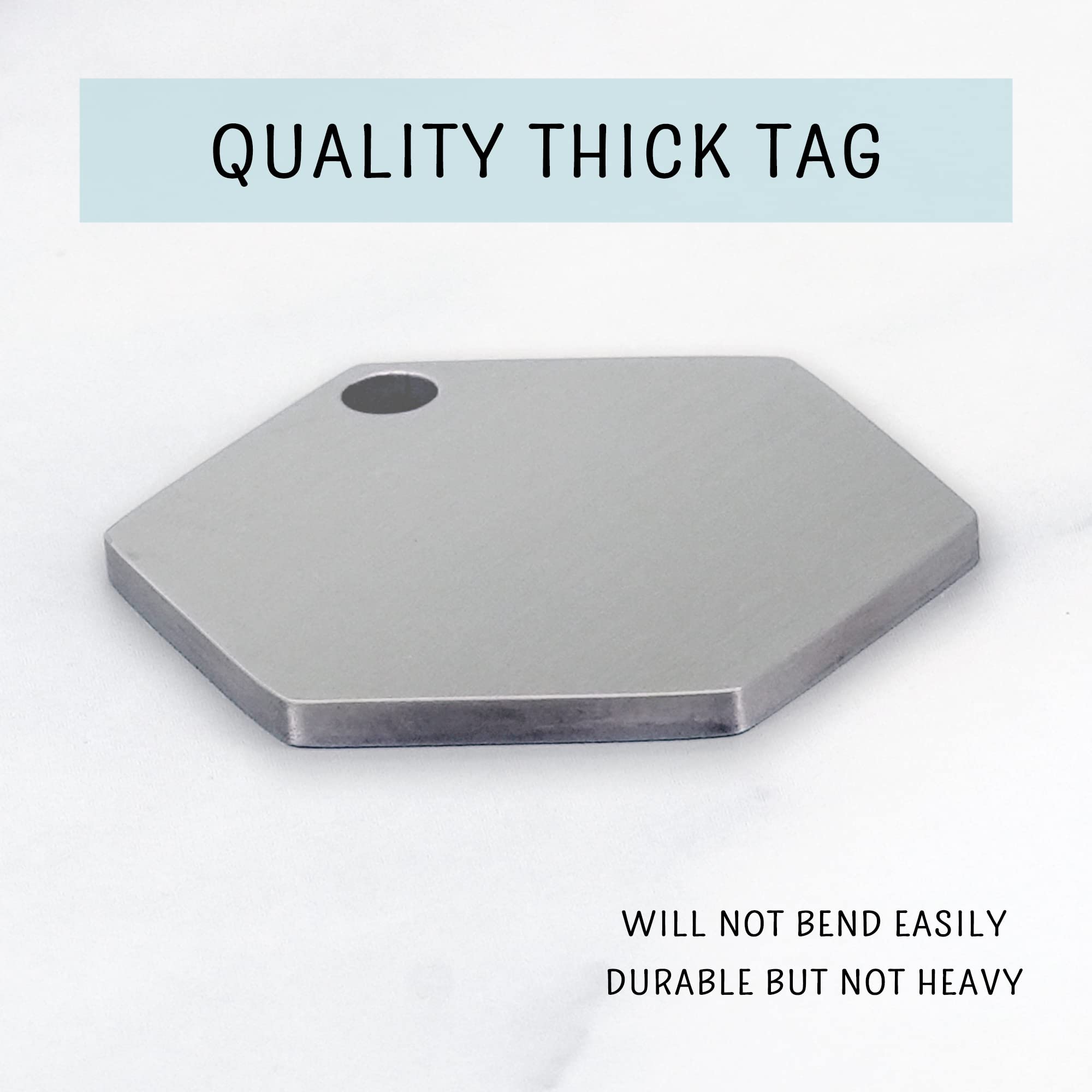Ultra Joys Dog Id Tag, Custom Dog Tag, Personalized Dog Tag, Dog Tag, Pet Id Tag, Dog Tag For Dogs, Brushed Stainless Steel Hexagon Dog Tag Silver Large
