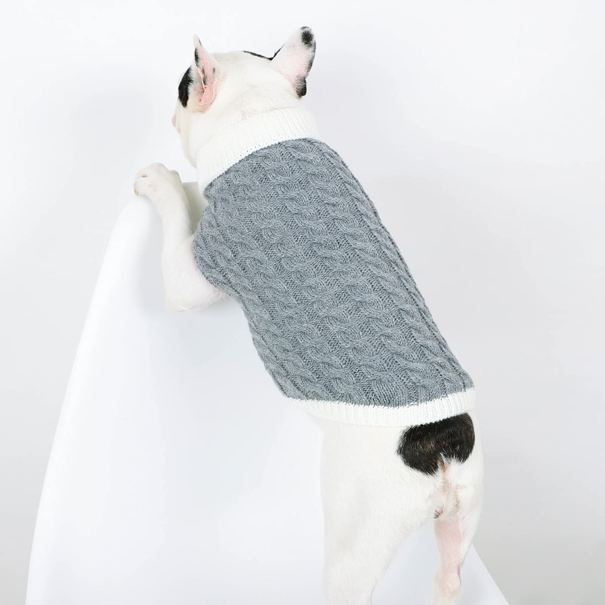 Zjyufy Dog Sweaters For Small Dogs, Dog Knitted Sweaters For Bulldog Pug, Winter Warm Clothes Turtleneck Pullover Sweaters For B