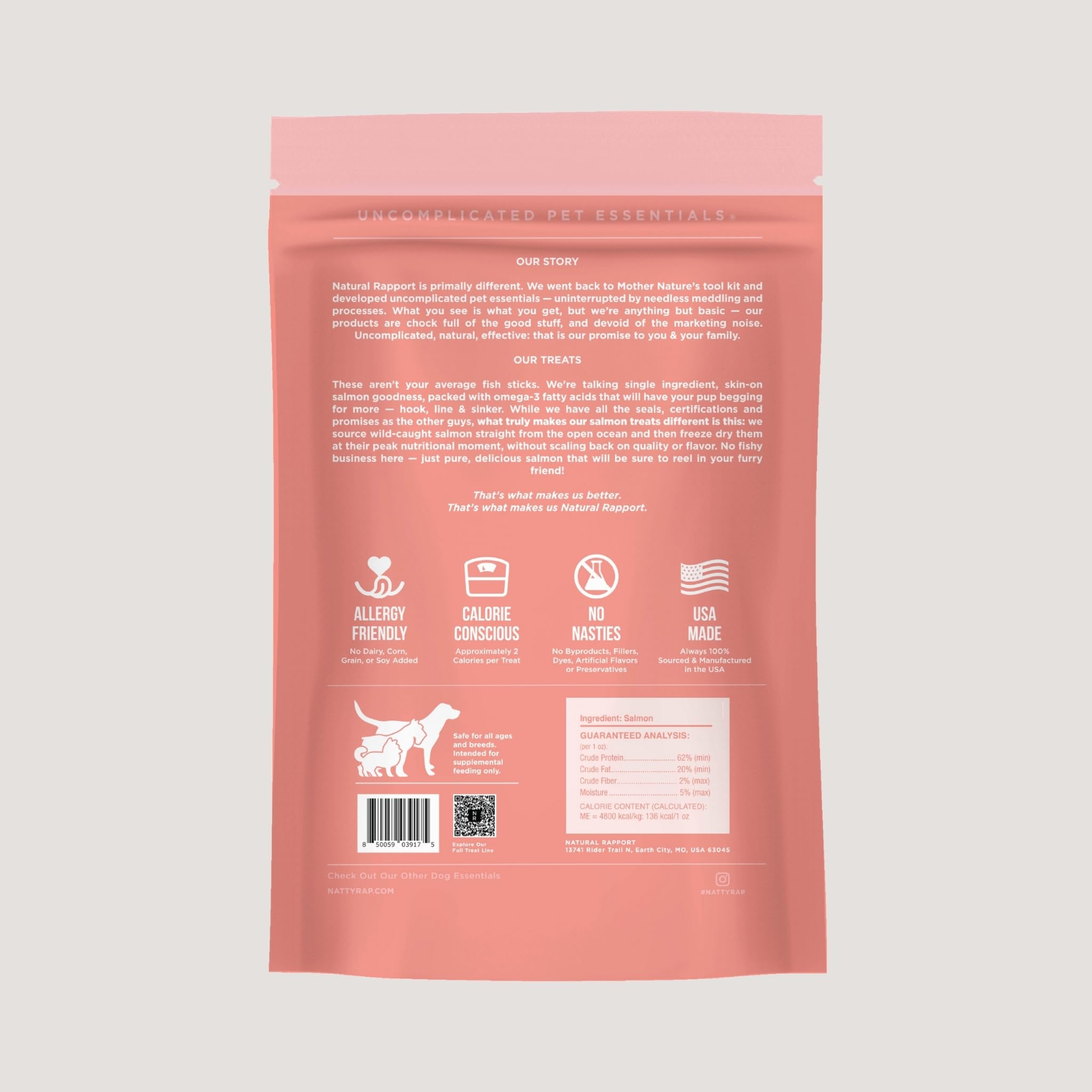 Natural Rapport Salmon Dog Treats - The Only Freeze Dried Salmon Dogs Need - All Natural Dog Treats for Small and Large Dogs (3