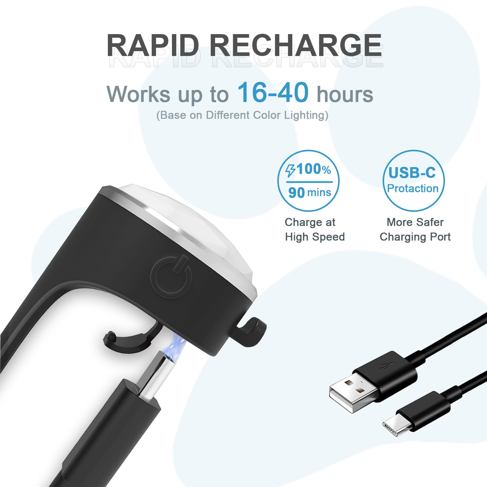 Tubasion 2-Pack Rechargeable Dog Collar Light, 2024 Best 7 Color Changing Light For Dog Collar With 100% Waterproof And Durable