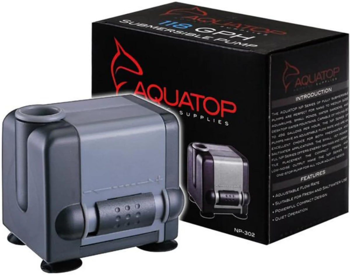 Aquatop Np-302 Aquarium Fully Submersible Pump 118 Gph For Fresh And Saltwater Tanks