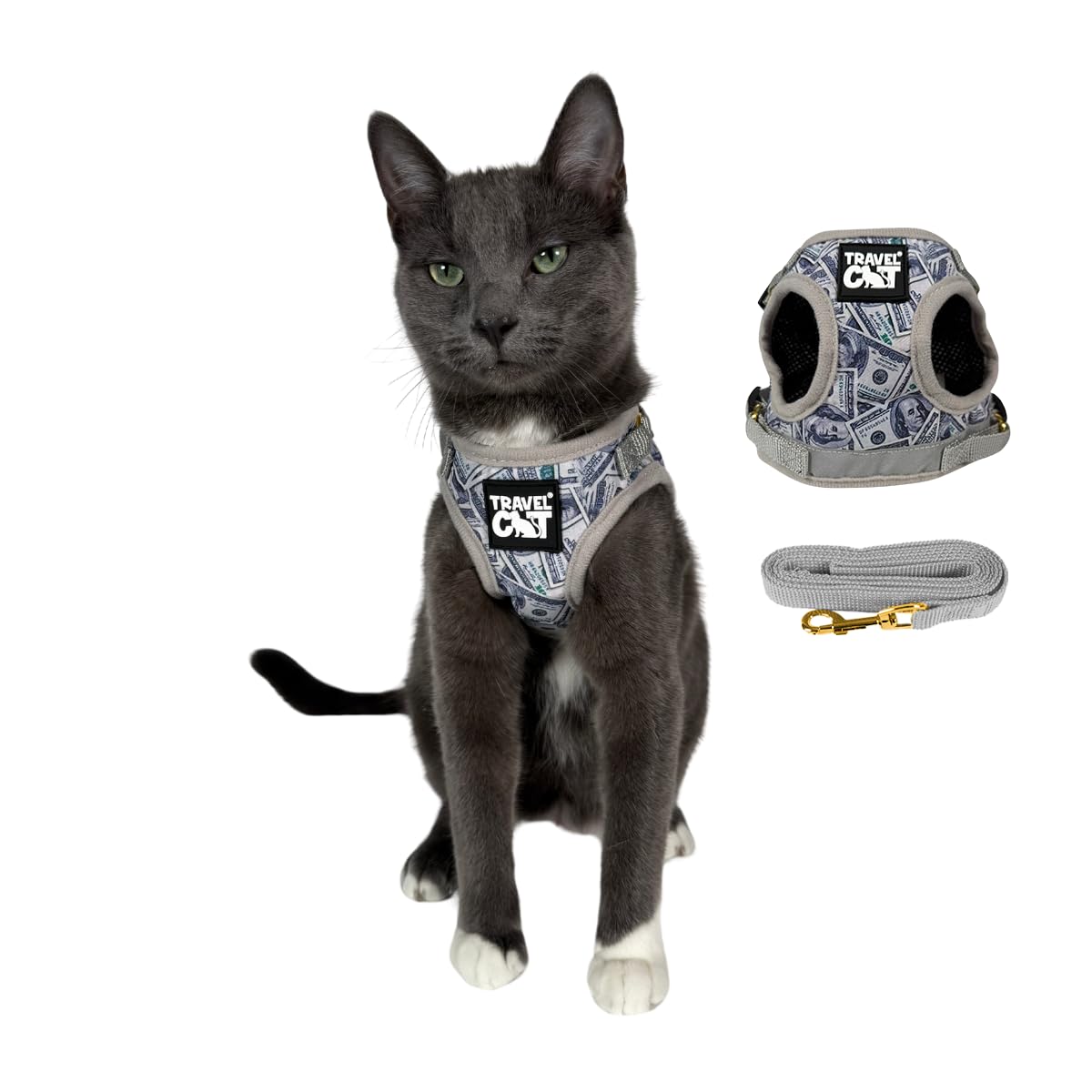 Travel Cat & Stray Cat Harness And Leash Set - Adjustable Fit Mesh Cat Harness And Reflective Strap - Comfort Escape Proof Harne