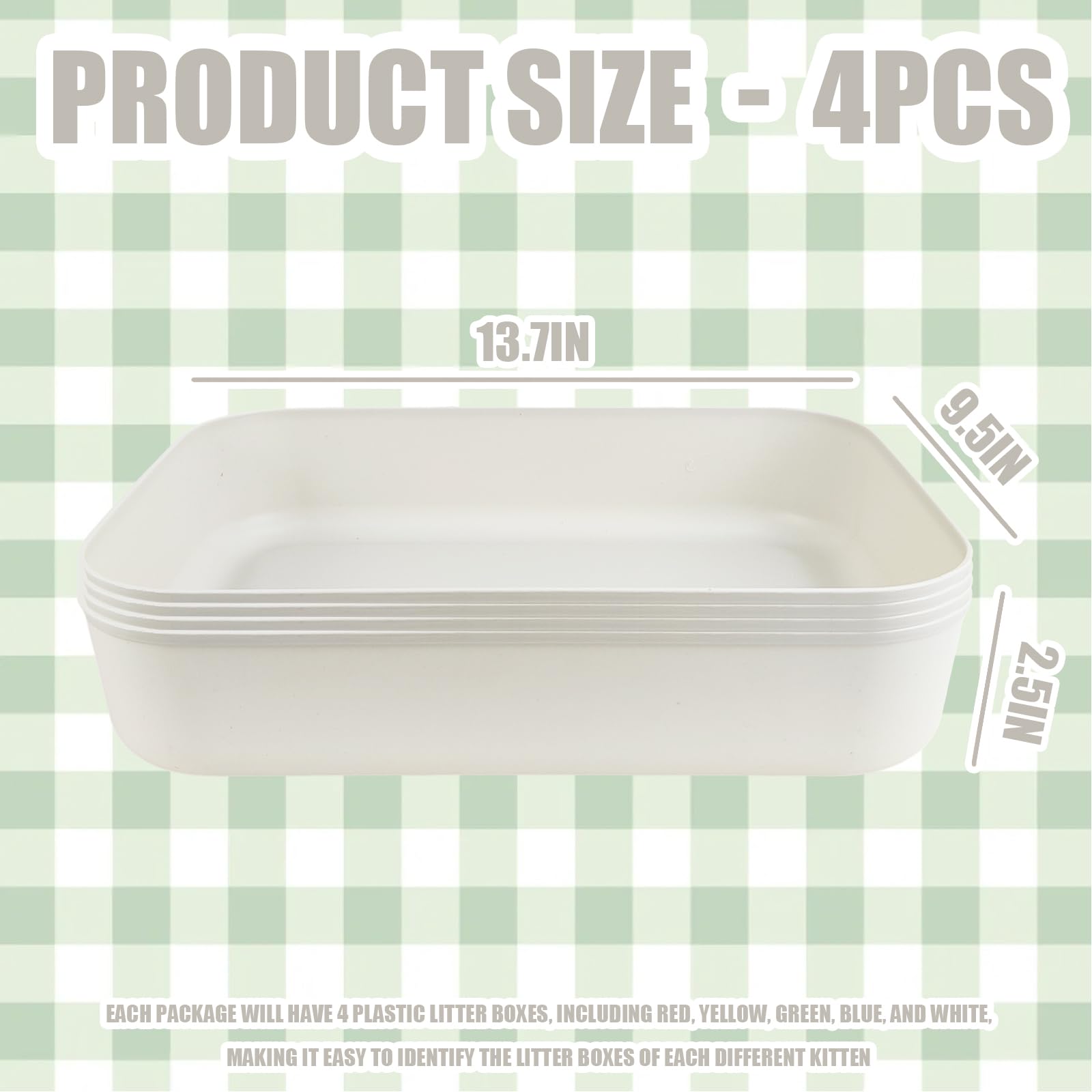 Small Litter Box, Plastic Kitten Litter Box, 13.9 X 9.8 X 3 Inch Open Litter Box For Small Pet, Easy To Clean (White 4Pcs)