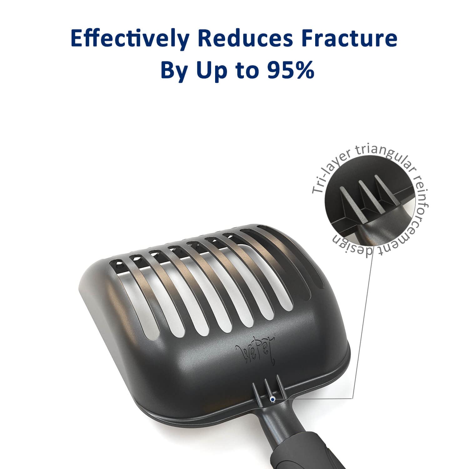 Wepet Cat Litter Scoop, Non Stick Plated Aluminum Alloy Sifter, Kitty Metal Scooper, Deep Shovel, Long Handle, Poop Sifting, Kitten Pooper Lifter, Coated Black Body With Black Handle