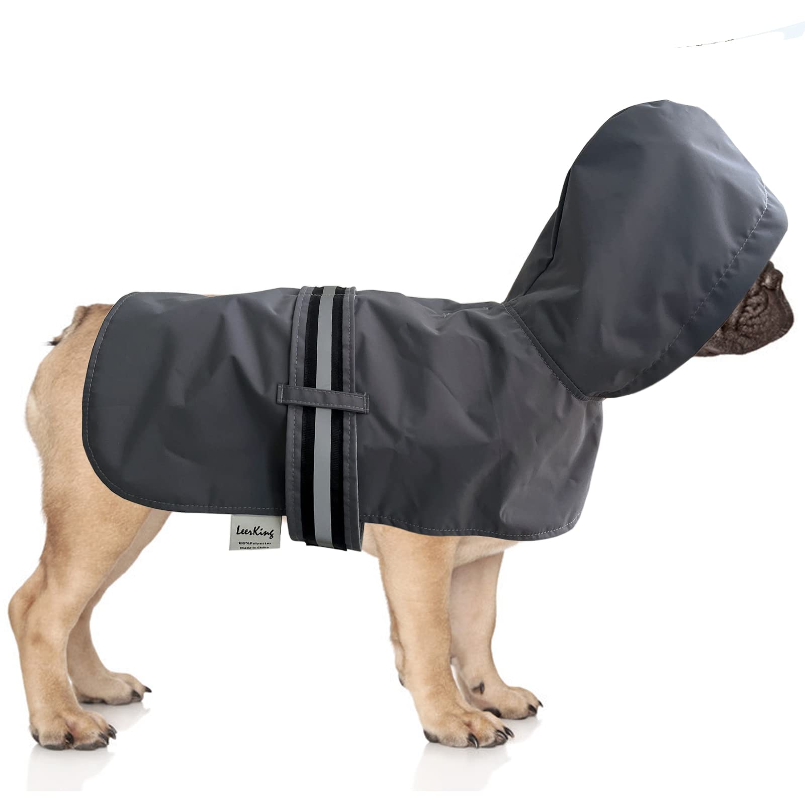 Leerking Raincoat For Dogs - Hooded With Leash Hole, Waterproof Double Layer Coat Jacket With Lining For Small Medium And Large