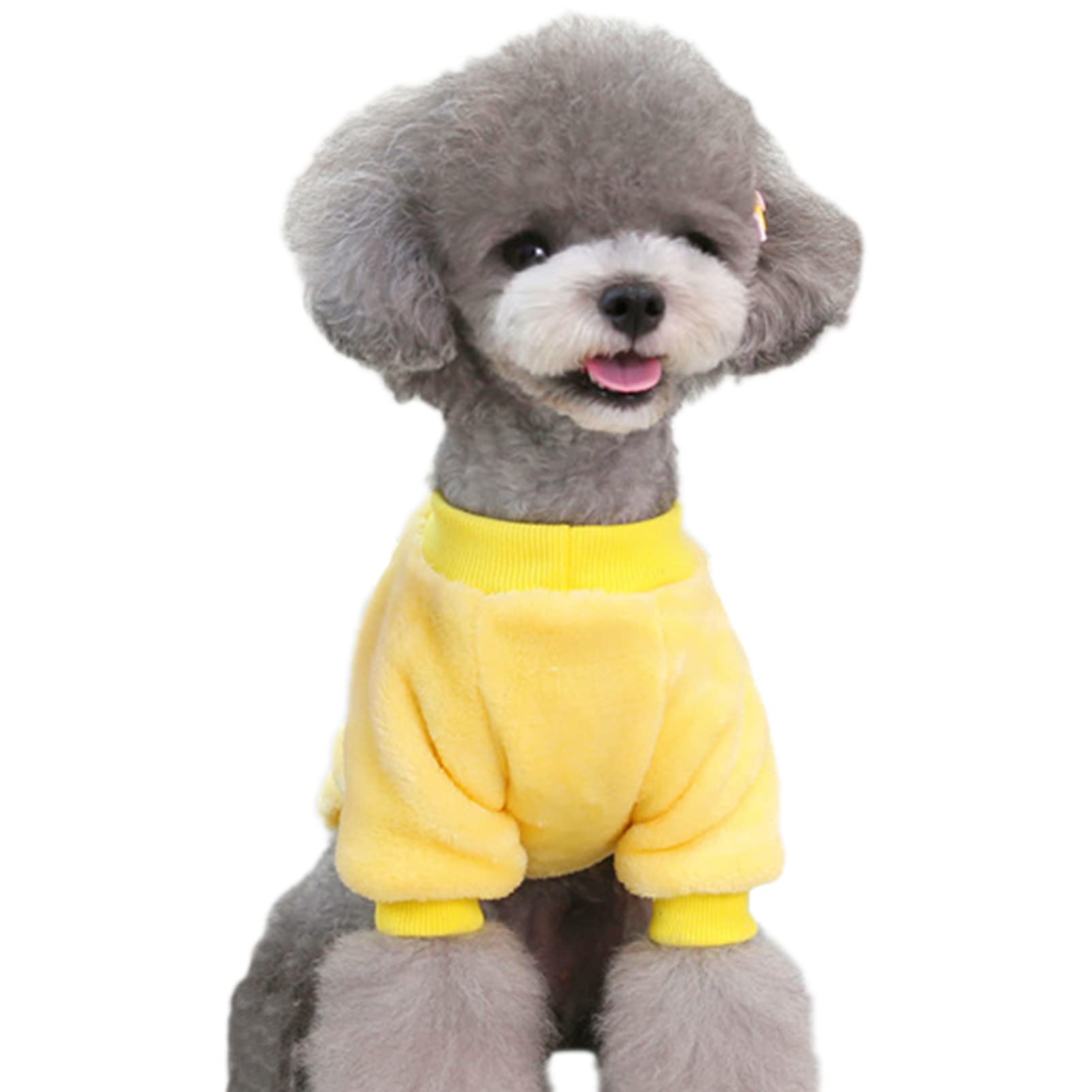 Jecikelon Pet Dog Clothes Dog Sweater Soft Thickening Warm Pup Dogs Shirt Winter Puppy Sweater For Dogs (Z01-Yellow, Small)