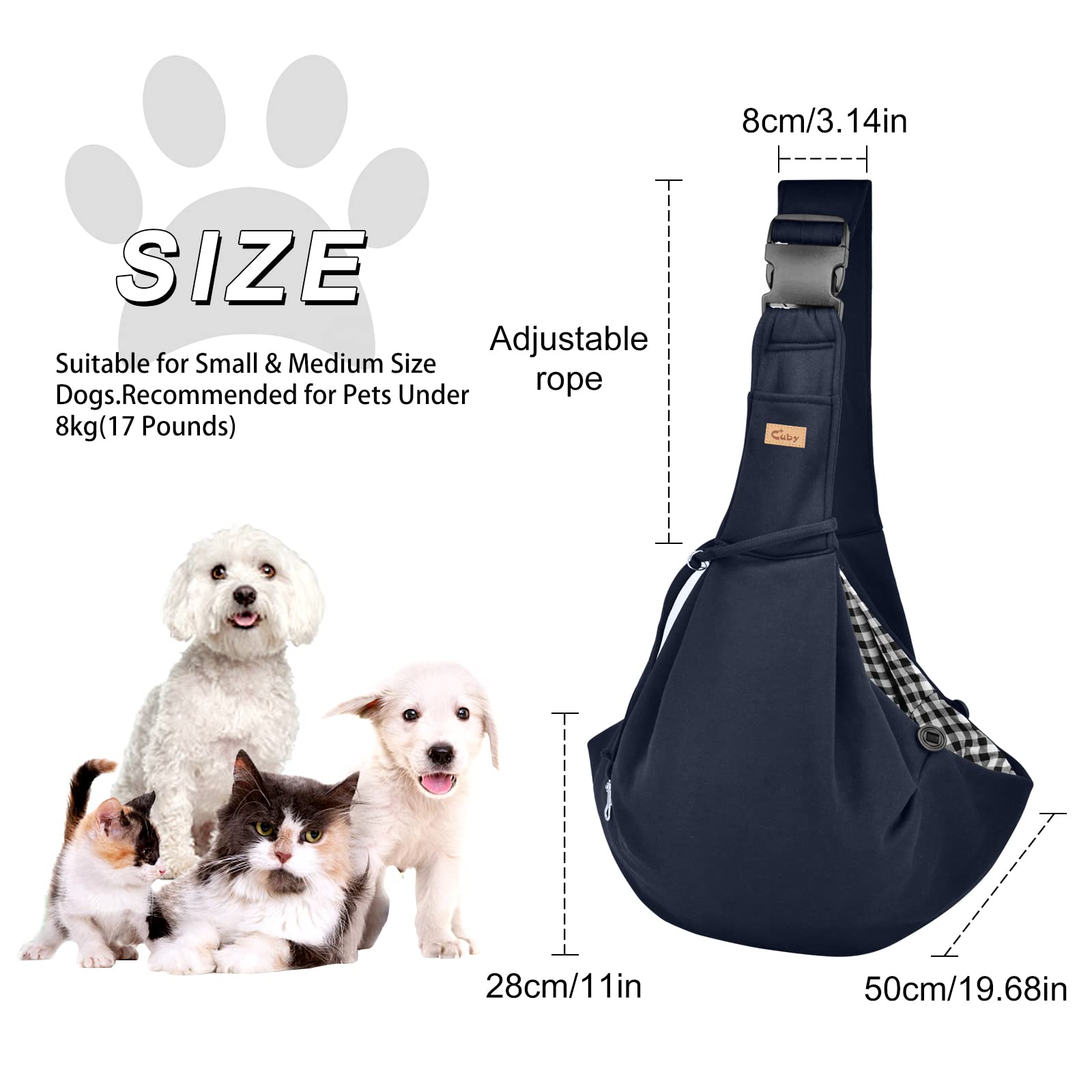 Cuby Dog And Cat Sling Carrier - Hands Free Reversible Pet Papoose Bag - Soft Pouch And Tote Design - Adjustable - Suitable For Puppy, Small Dogs, And Cats For Outdoor Travel (B-Armygreen)