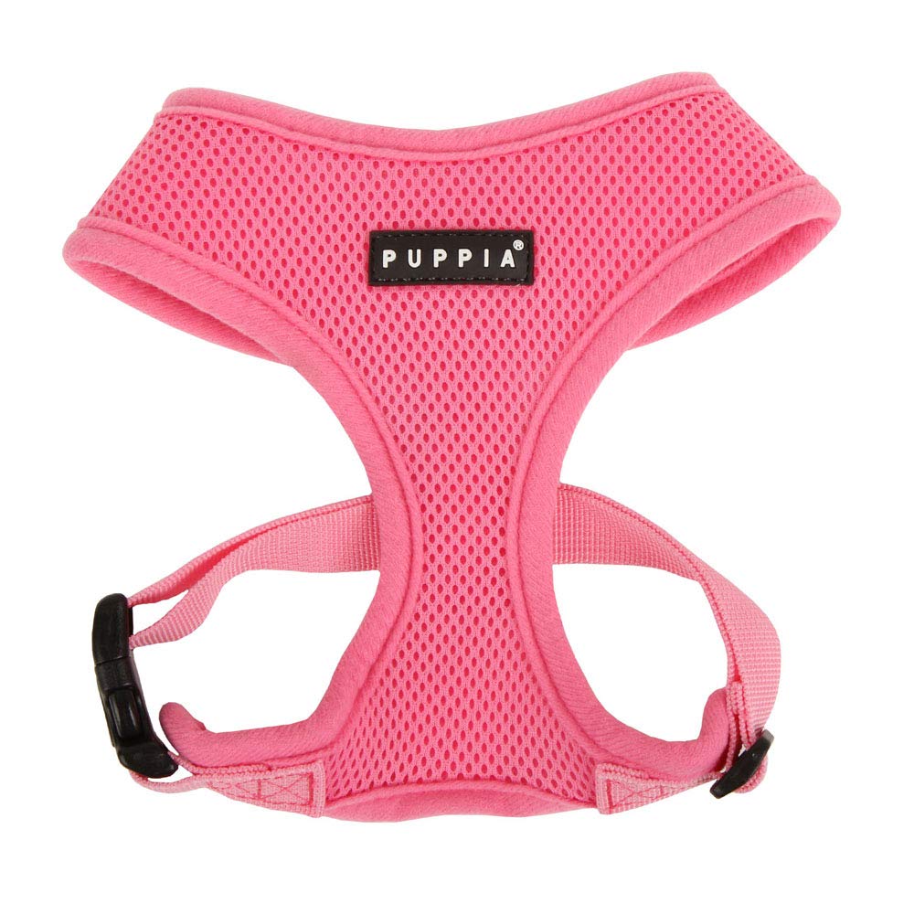 Puppia Soft Dog Harness No Choke Over-The-Head Triple Layered Breathable Mesh Adjustable Chest Belt And Quick-Release Buckle, Pi