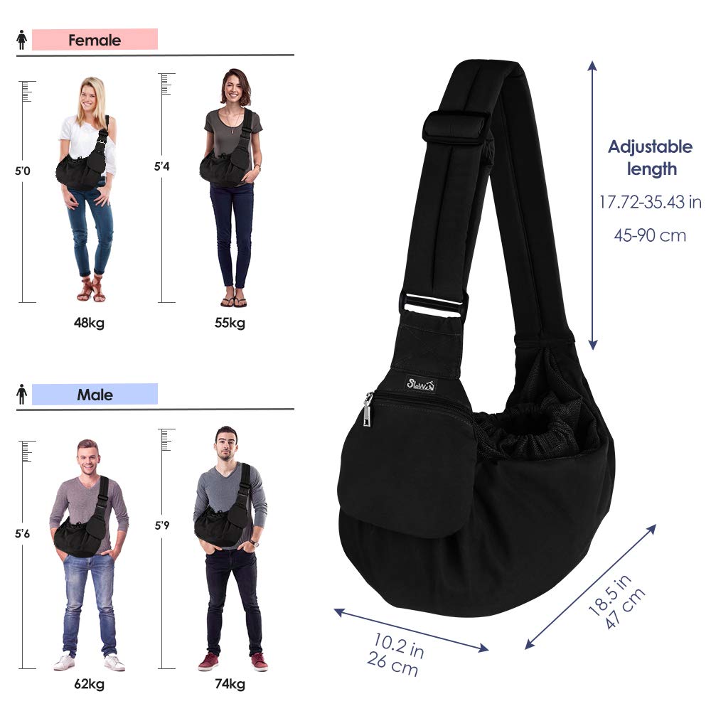 SlowTon Dog Carrier Sling - Hard Bottom Support Dog Carriers for Small Dogs with Adjustable Padded Shoudler Strap, Dog Purse for