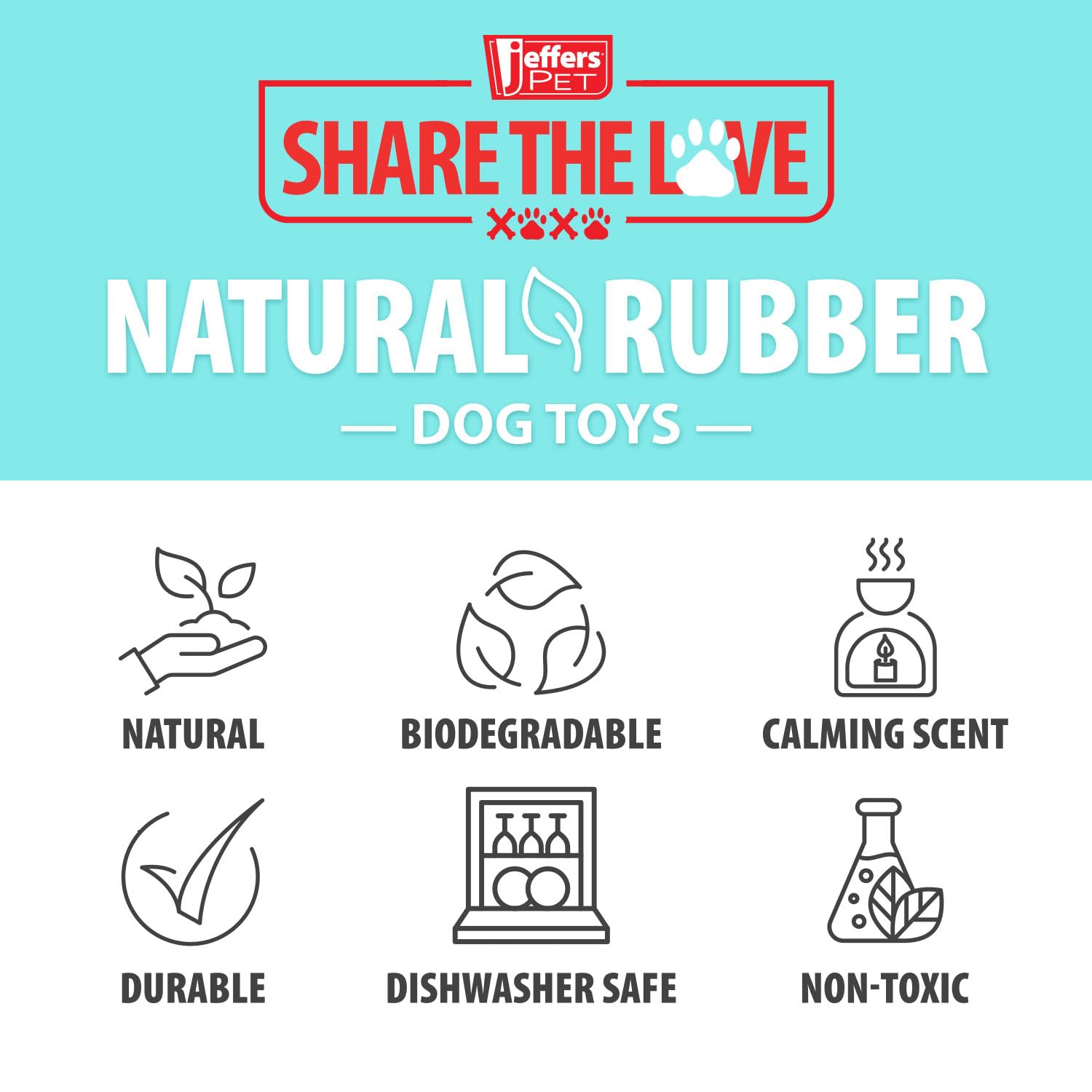 Jeffers Pet Natural Rubber Dog Chew Toy - Dental Bowling Pin, Medium - Treat Dispensing, Vanilla Scent, Durable, Non-Toxic, Dish