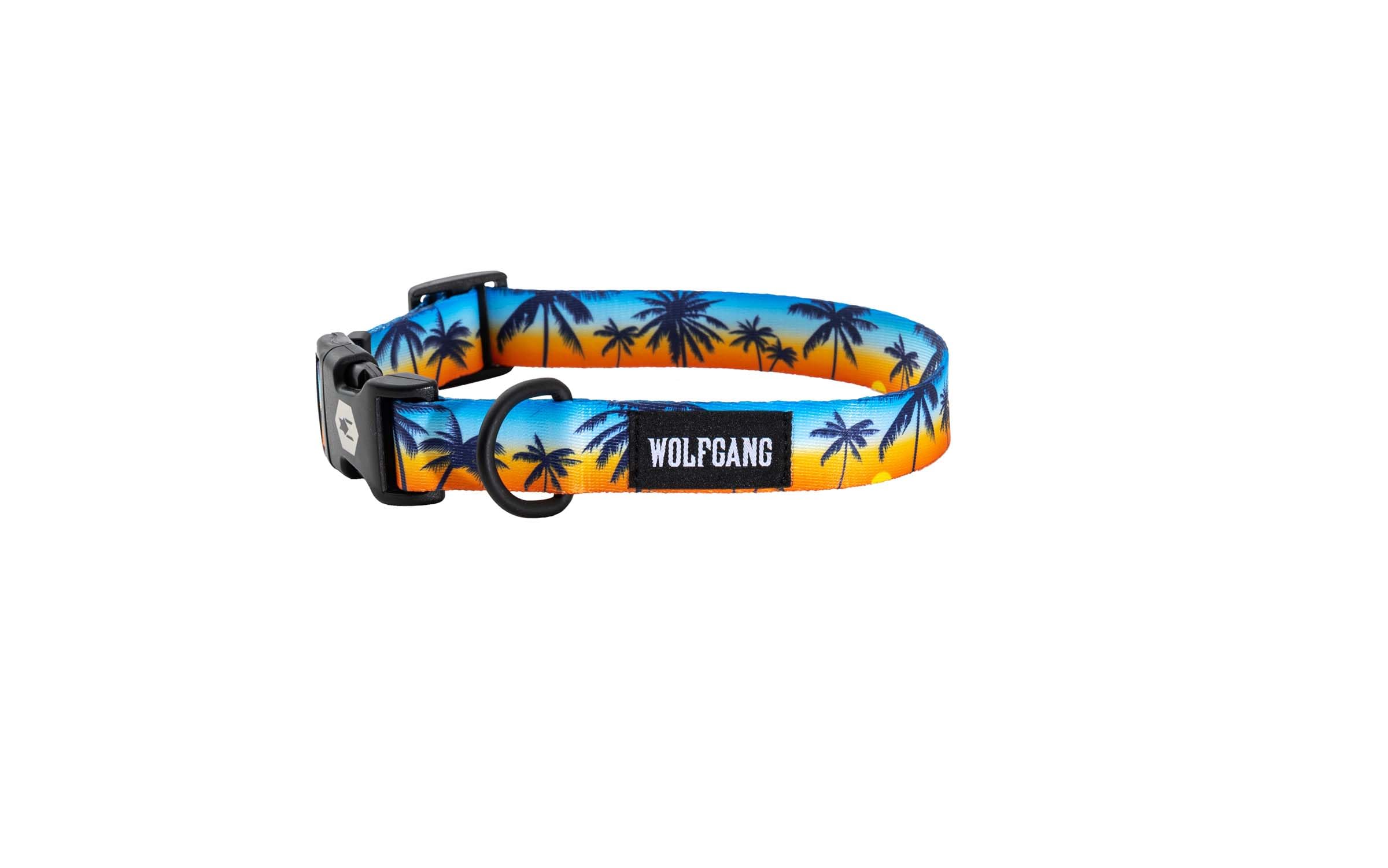 Wolfgang Heavy Duty, Adjustable Dog Collar with Quick Release Nylon Buckle for Walking & Training, SunsetPalms Print, Large