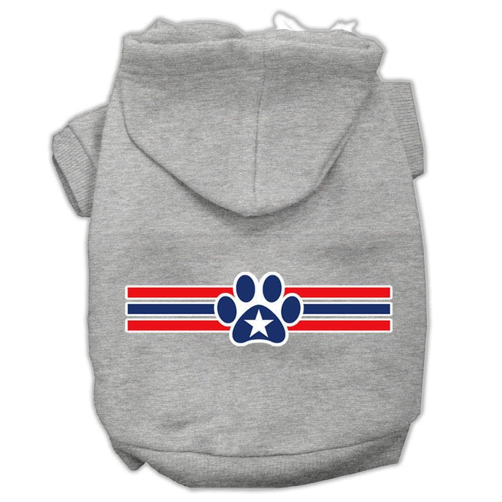 Pet Dog & Cat Hoodie Screen Printed, Patriotic Star Paw Blue SM (3-6 lbs.)