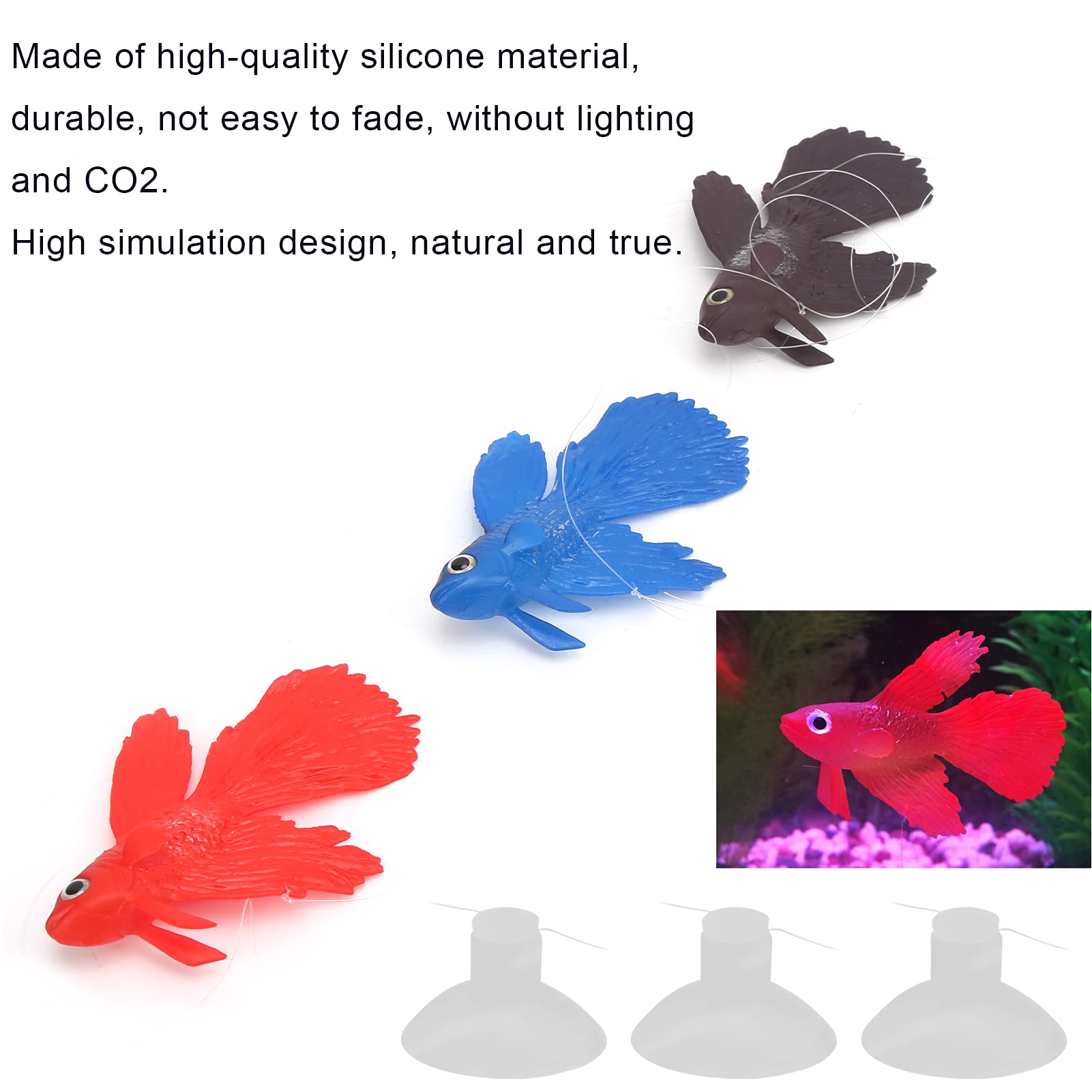 Tnfeeon 3Pieces Lifelike Aquarium Fish Ornament,Environmentally Friendly Silicone Colorful Gold Fish High Simulation Artificial