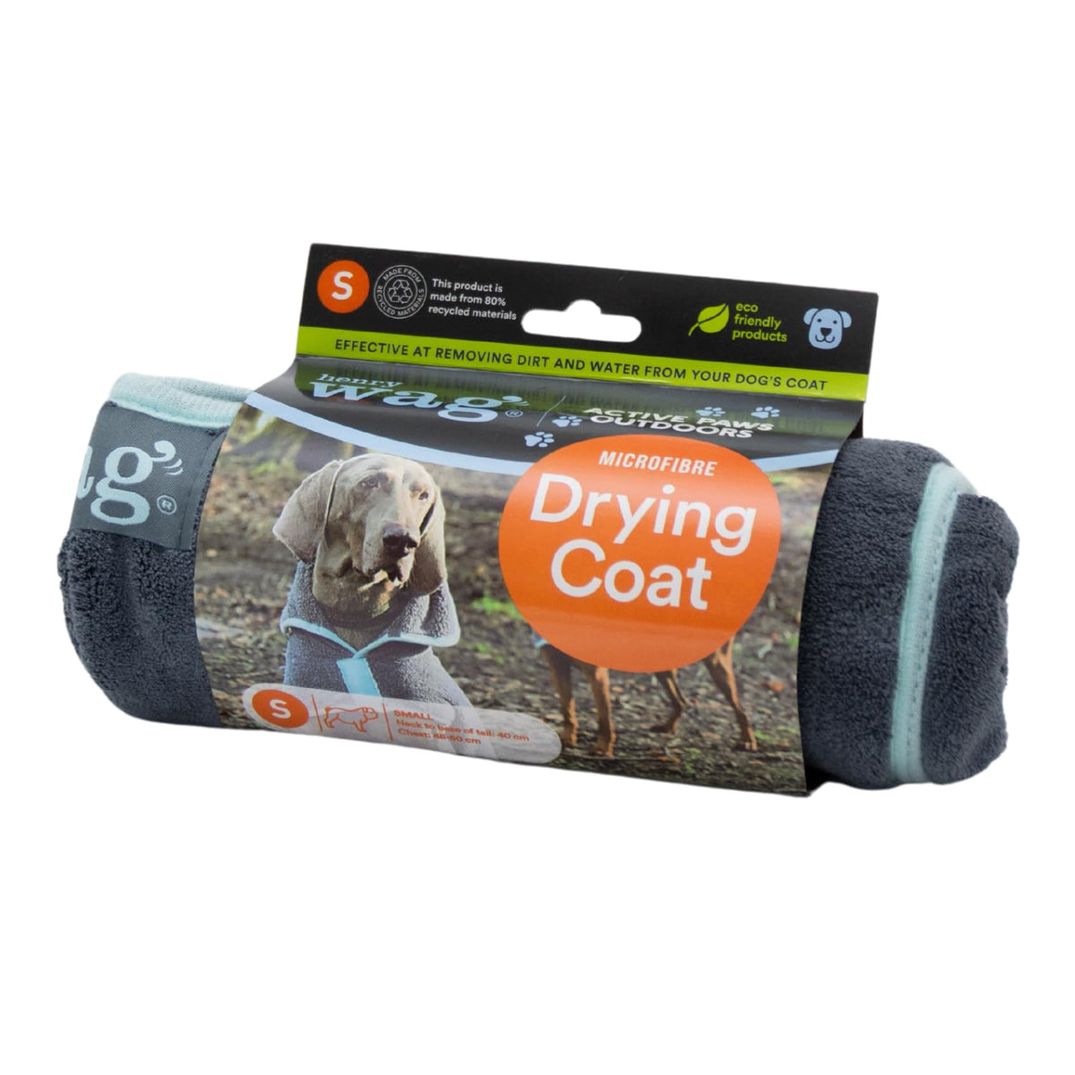 Henry Wag Drying Coat - Soft & Highly Absorbent Microfibre, Muddy Pet Accessories, Quick Drying - Designed For Dogs - Xl (65Cm)