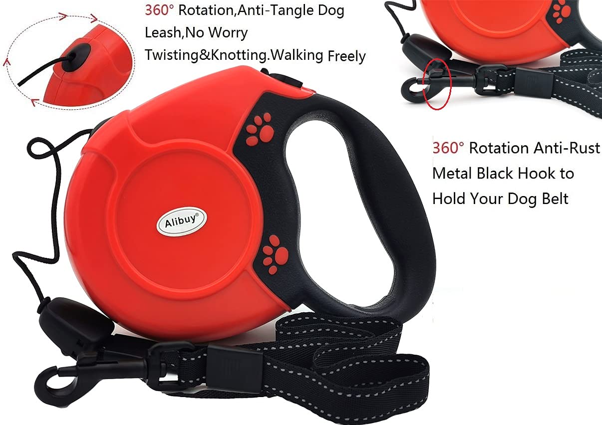 Retractable Dog Leash 26Ft 360° Tangle-Free Walking Pet Leashes With Non-Slip Handle For Small Medium Large Dogs,Up To 110 Lbs Red
