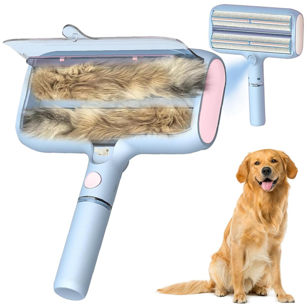 Qpets Pet Hair Remover With Water Spray, Double Layer Reusable Lint Roller For Embedded Hair On Car Seats, Furniture & Bedding, 
