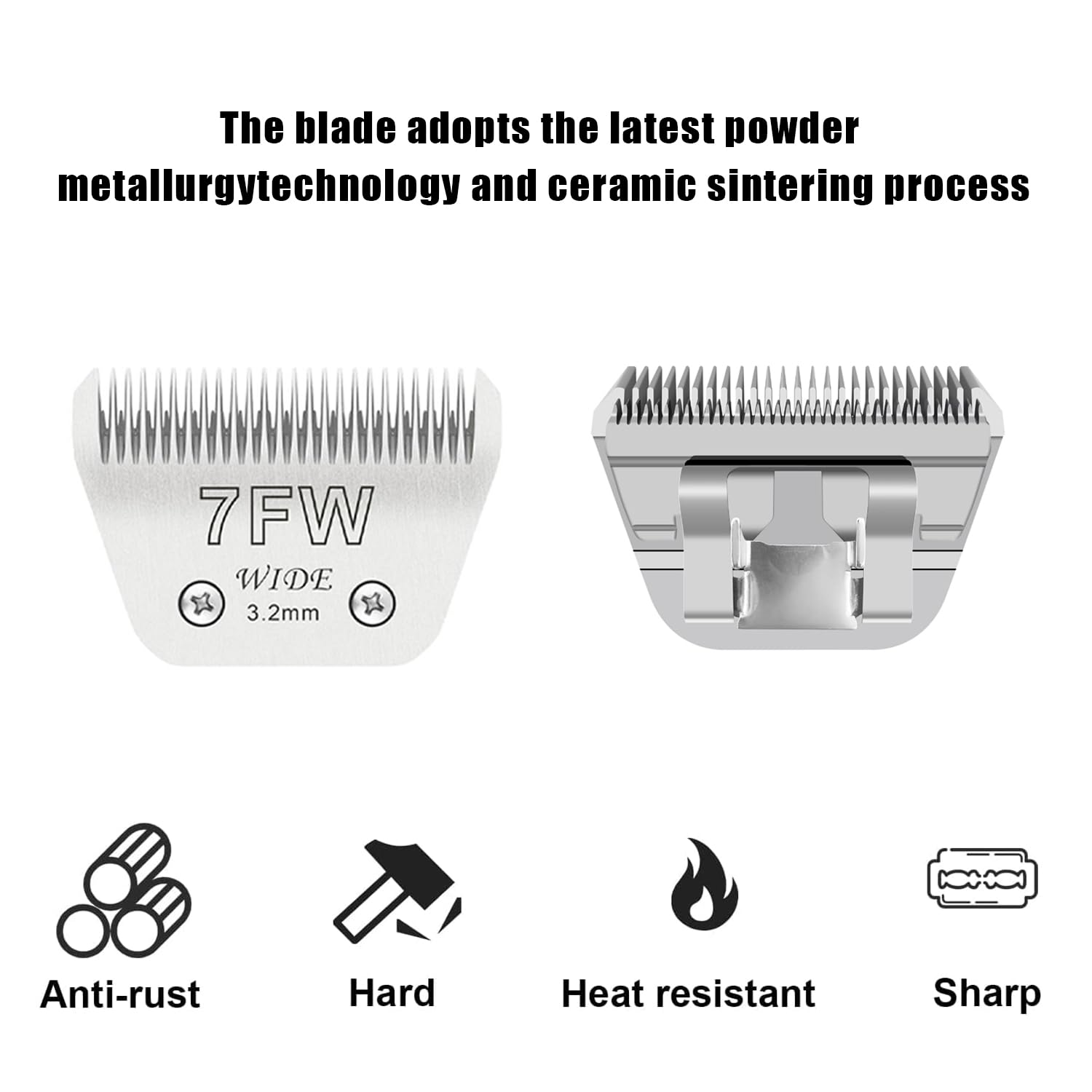 2Pcs 7Fw Wide Blades For Dog Grooming Blades Compatible With Andis,Oster A5,Wahl Km10 Dog Clippers,Size-#7Fw, 1/8-Inch Cut Lengt